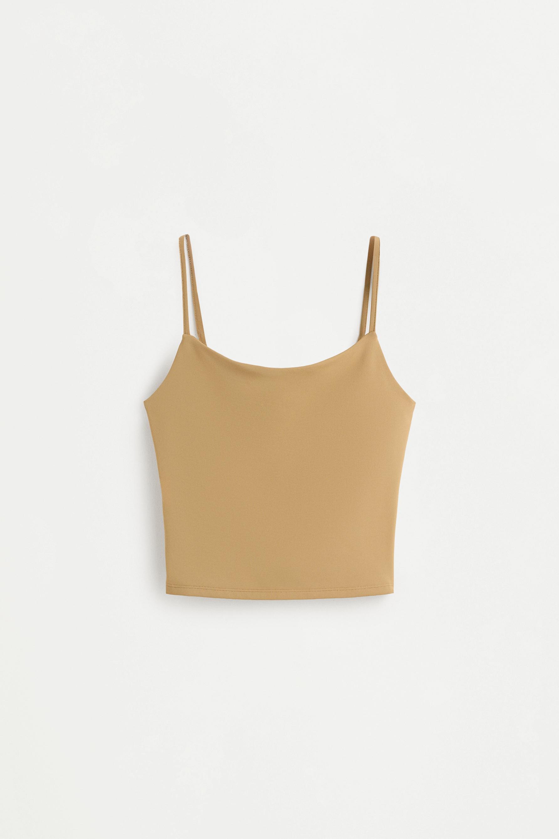 Polyamide strap top — BEIGE