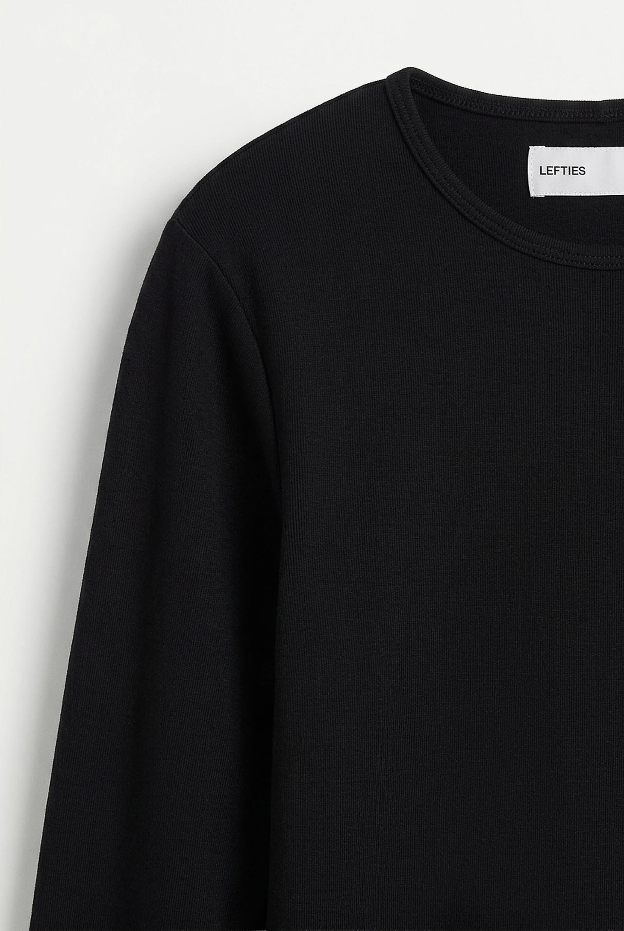 Ribbed long sleeve T-shirt — BLACK