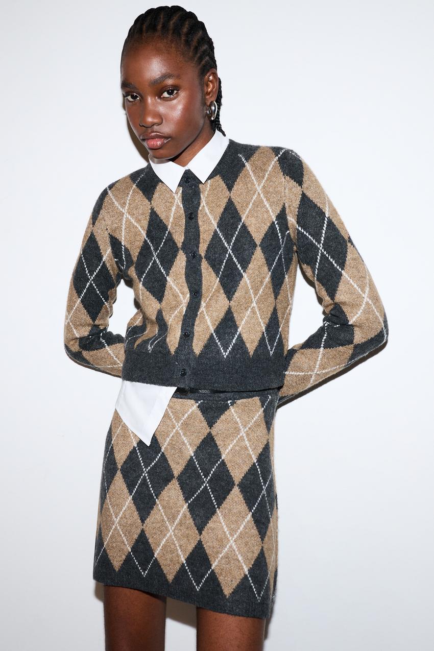 Chaqueta punto rombos Vestidos Midi Largos Vestidos Monos