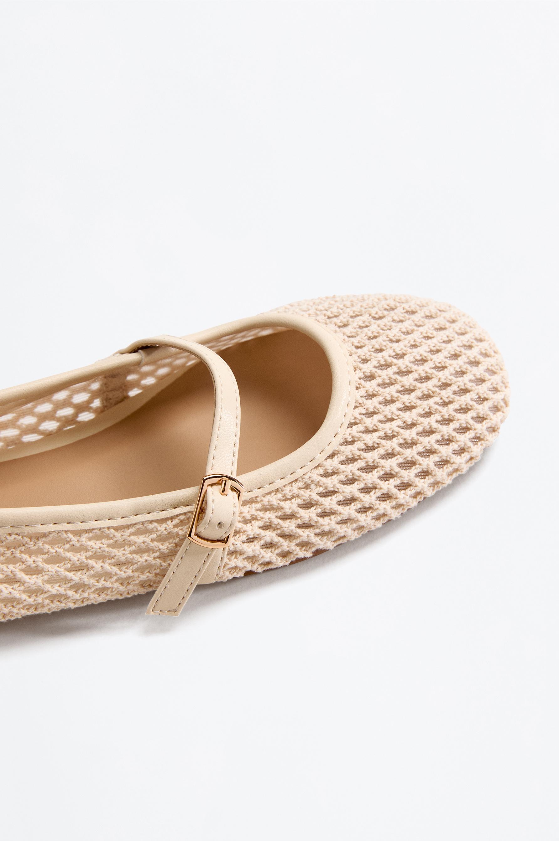 MESH BALLET FLATS — ECRU