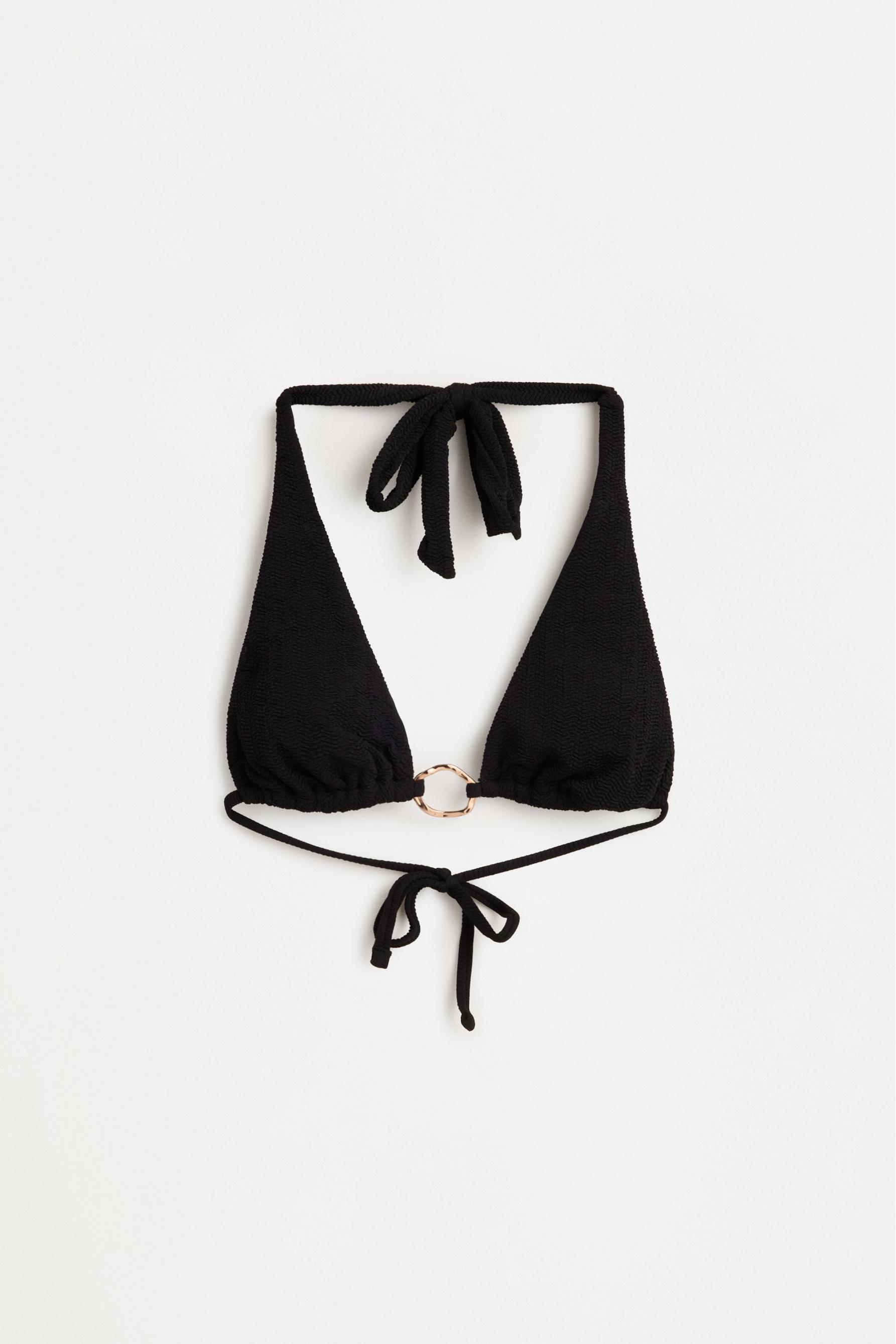 Jewel halter bikini top — BLACK