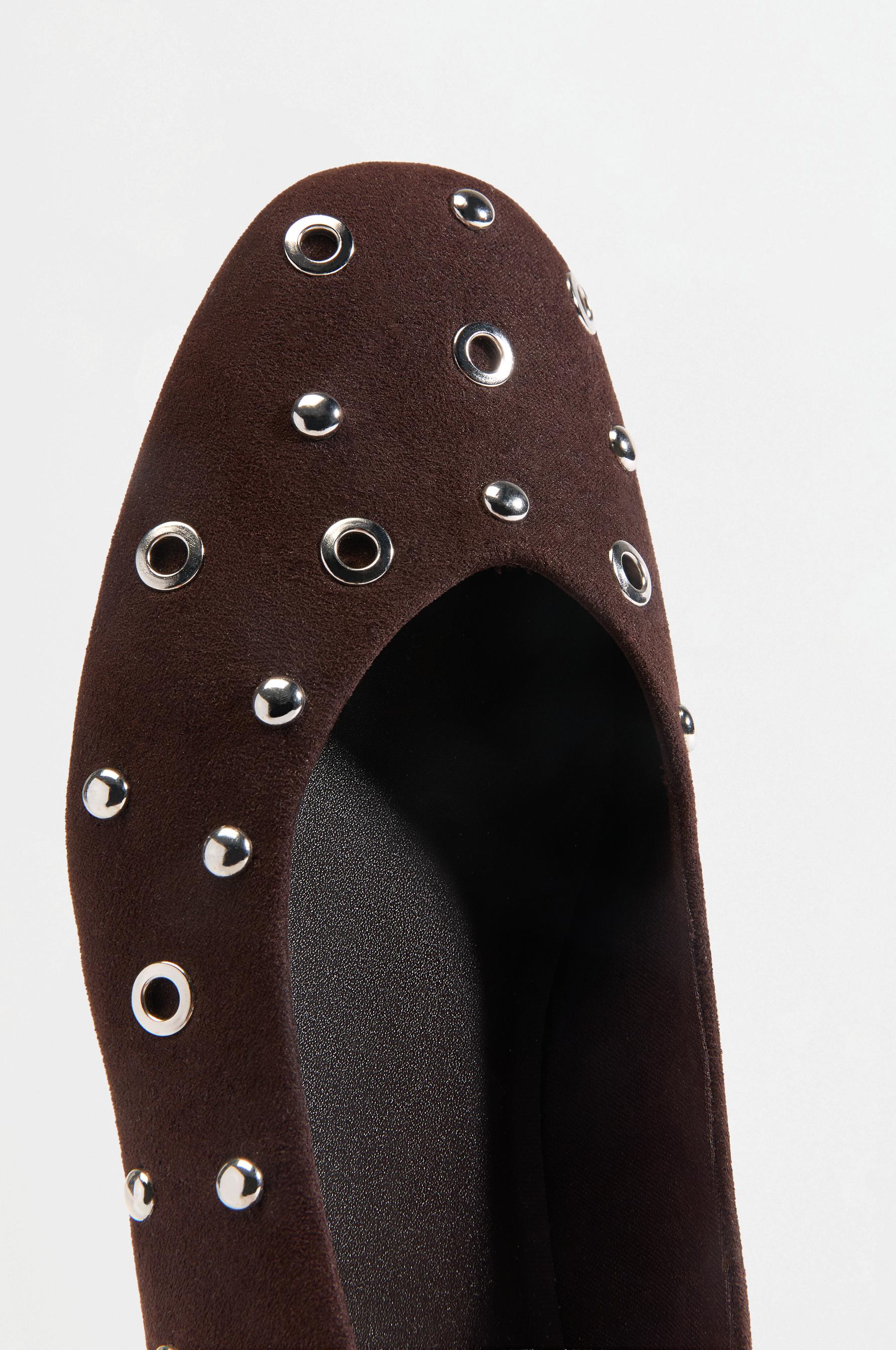 Studded ballet flats — BROWN