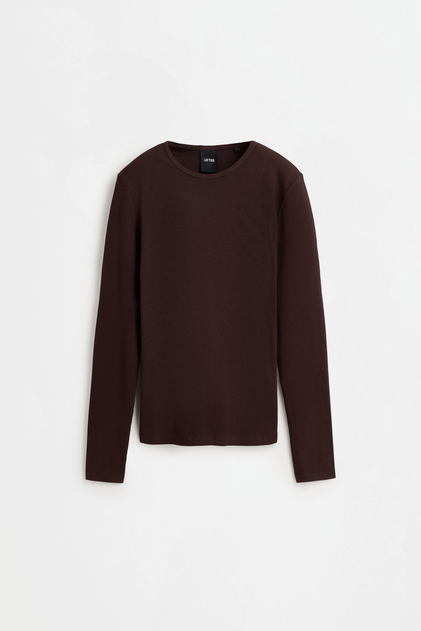 Ribbed long sleeve T-shirt — CHOCOLATE