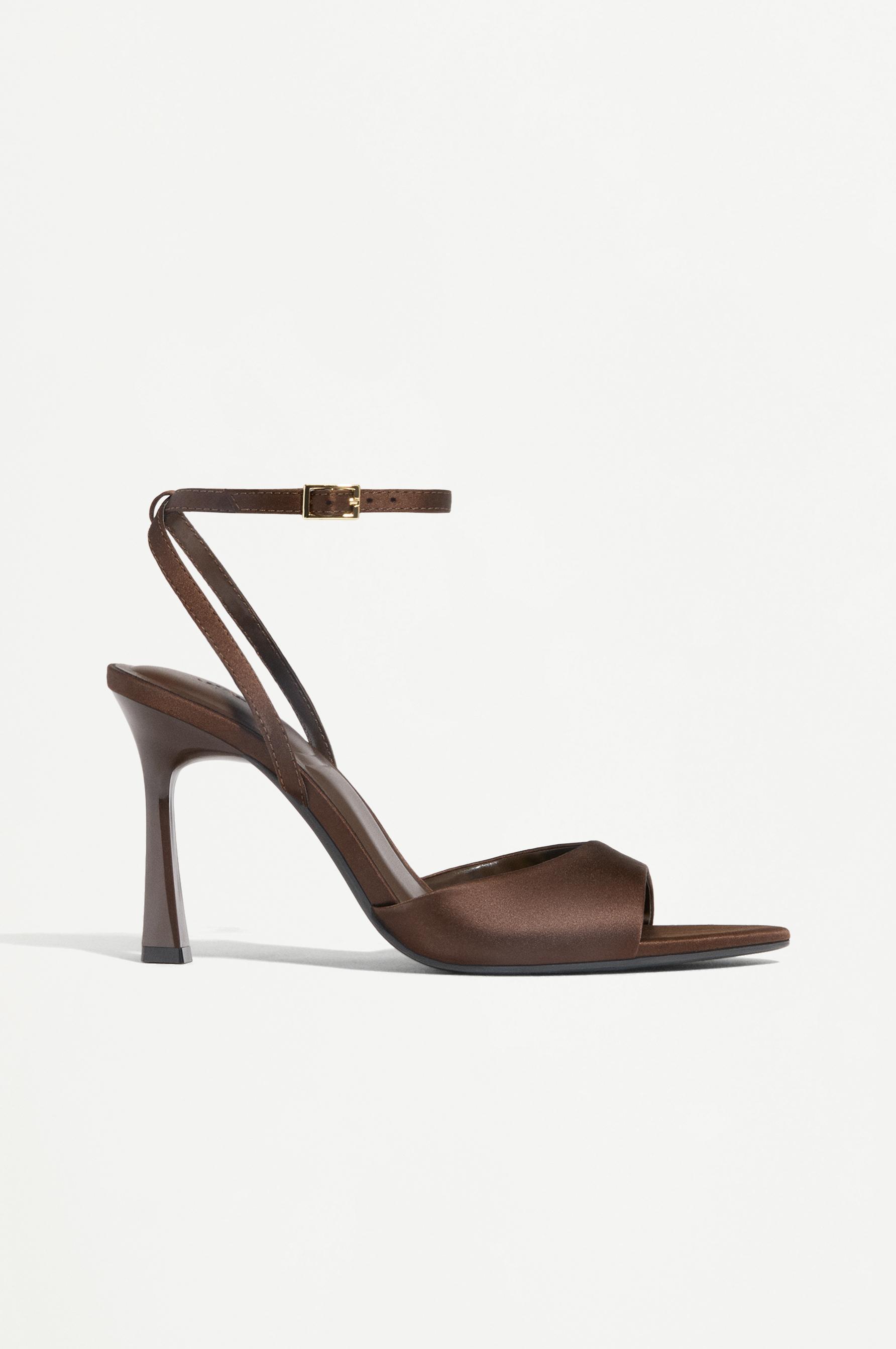 Ankle strap stiletto sandal — BROWN
