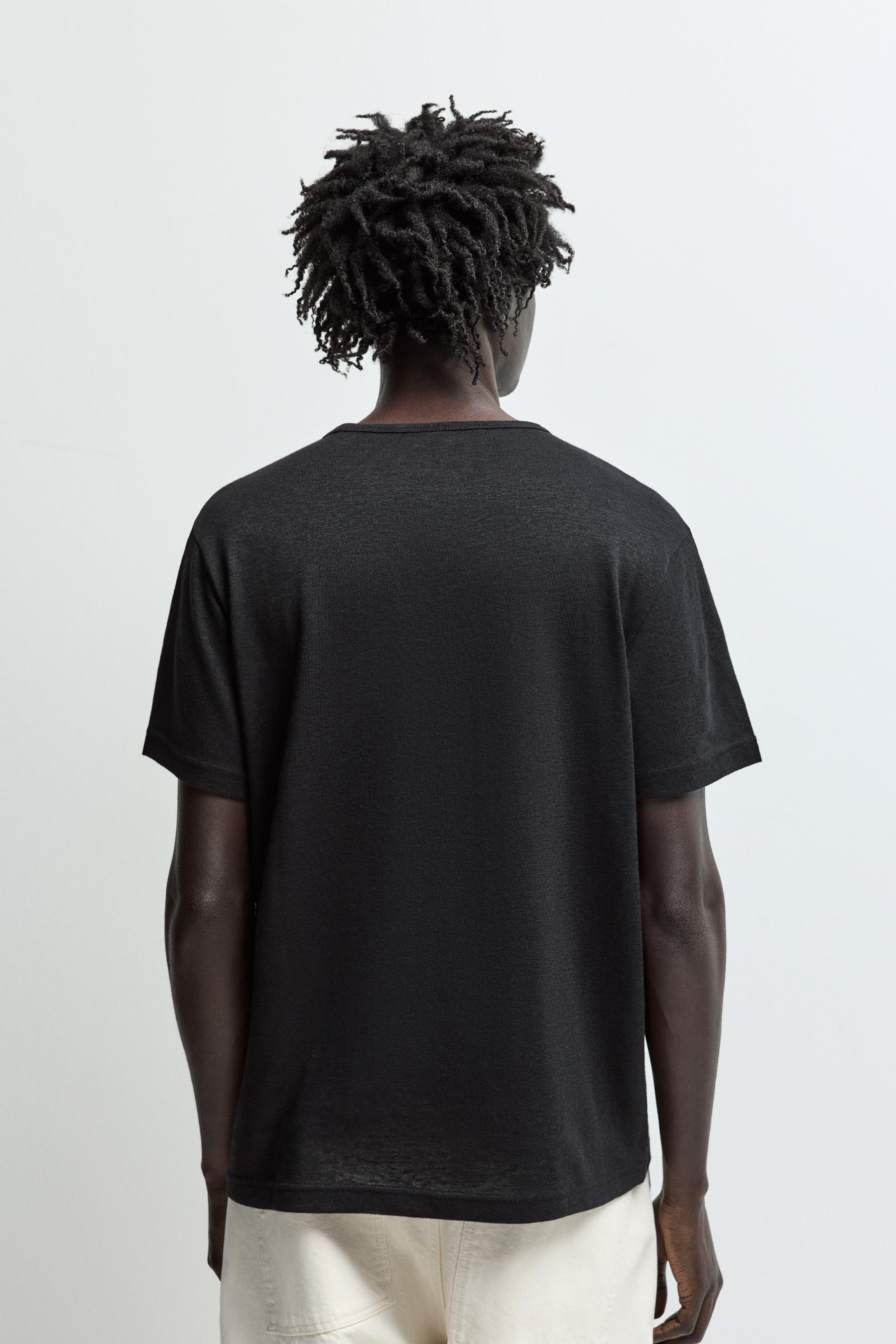 Basic henley T-shirt — BLACK