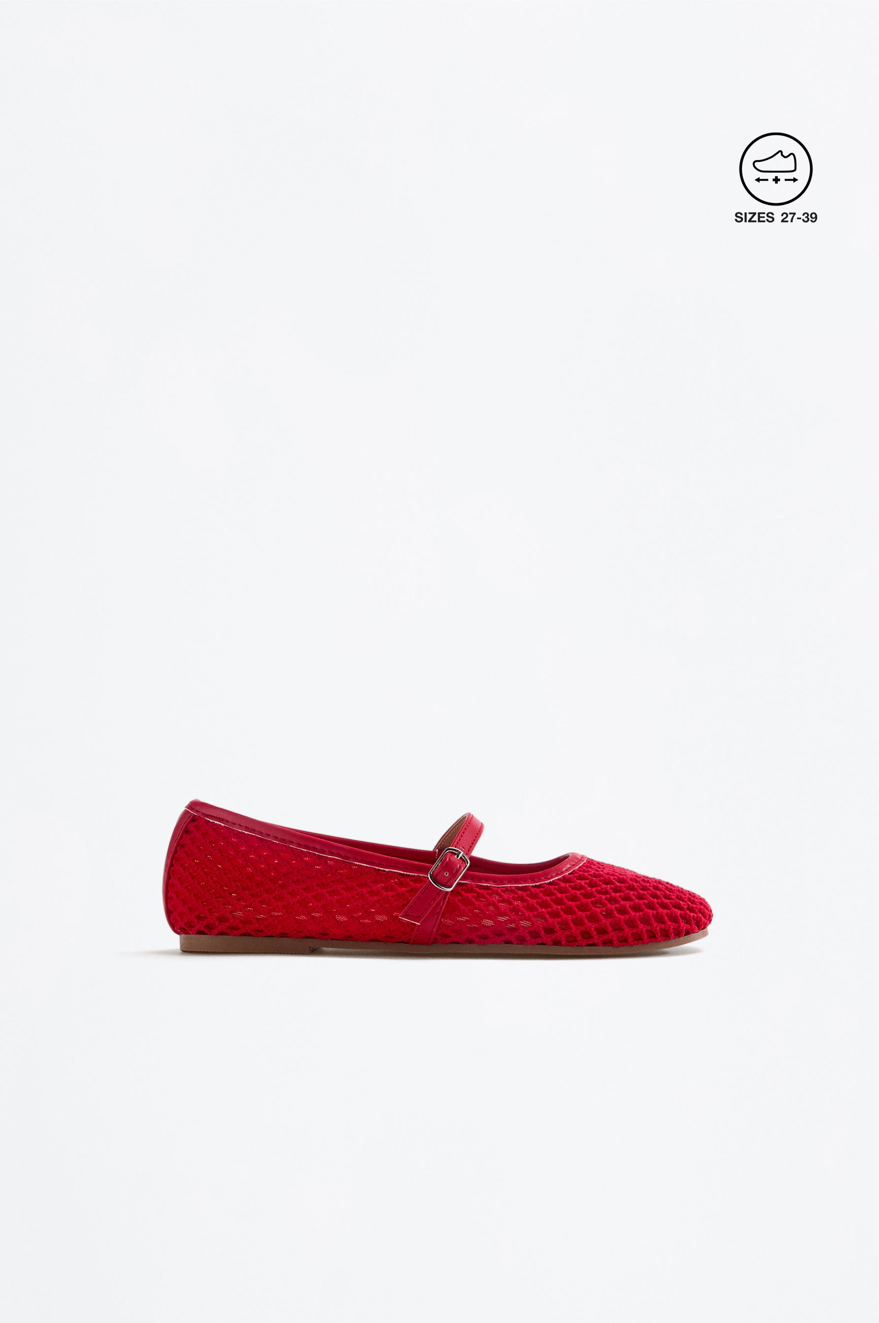 MESH BALLET FLATS — RED