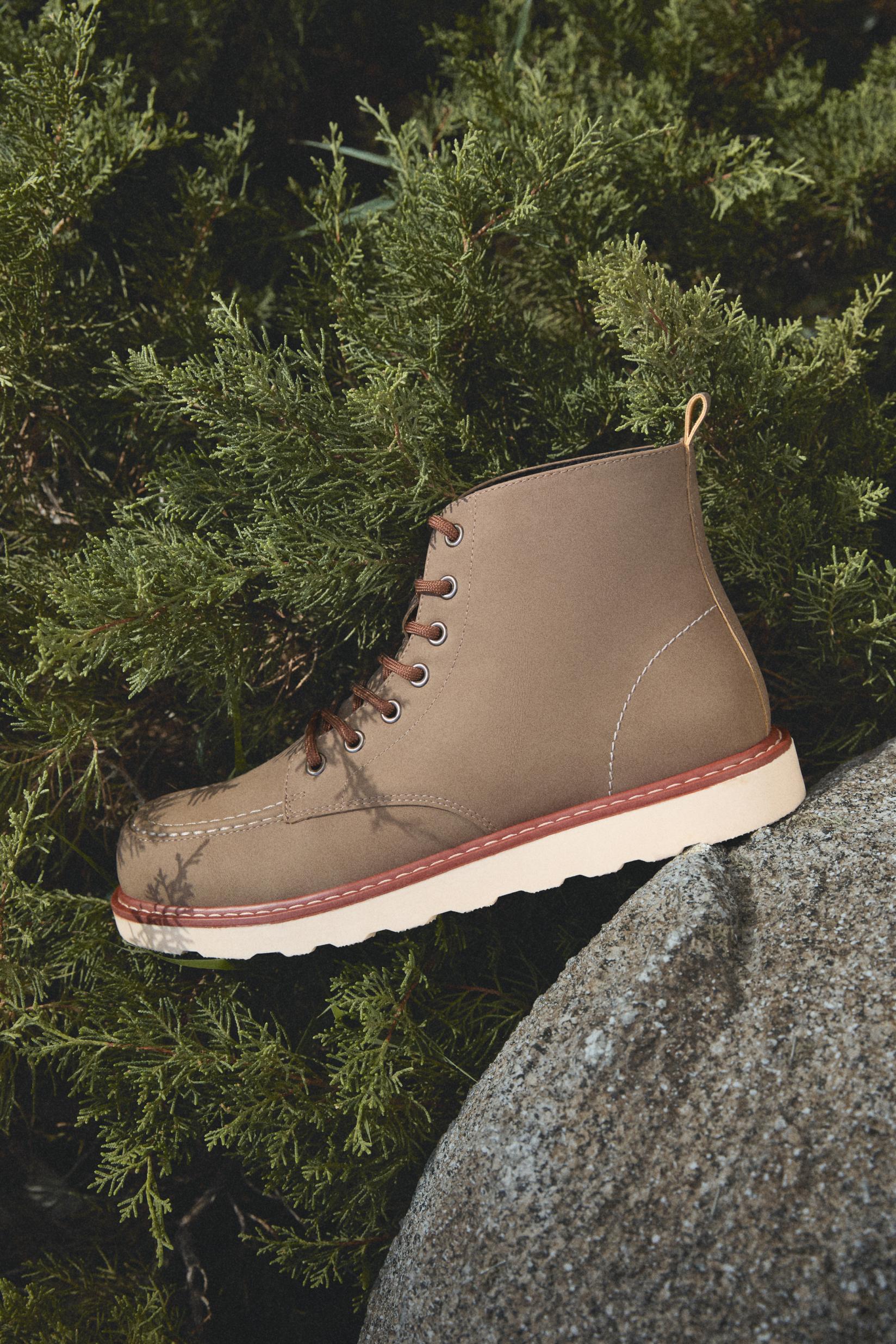 Lace-up dress boot — KHAKI