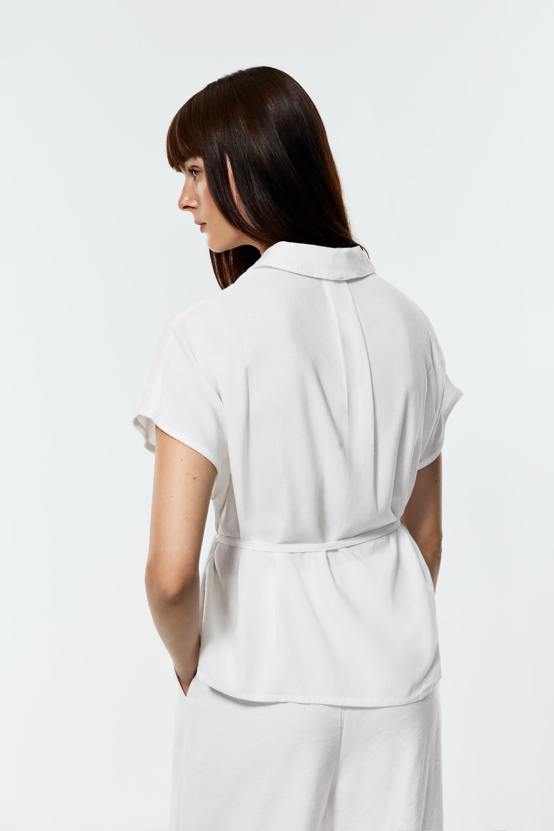 Tie-waist shirt — WHITE