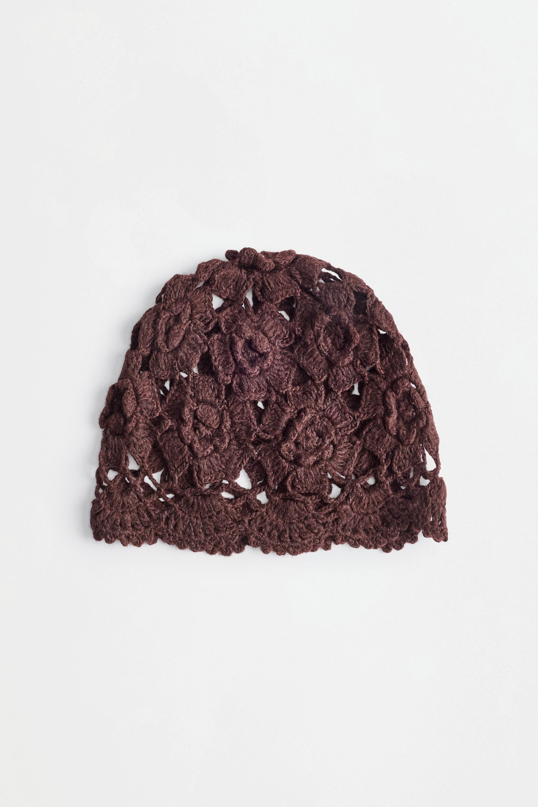 Openwork beanie — DARK BROWN