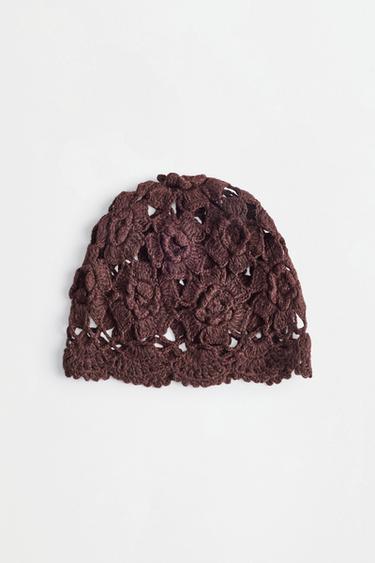Openwork beanie — DARK BROWN 2