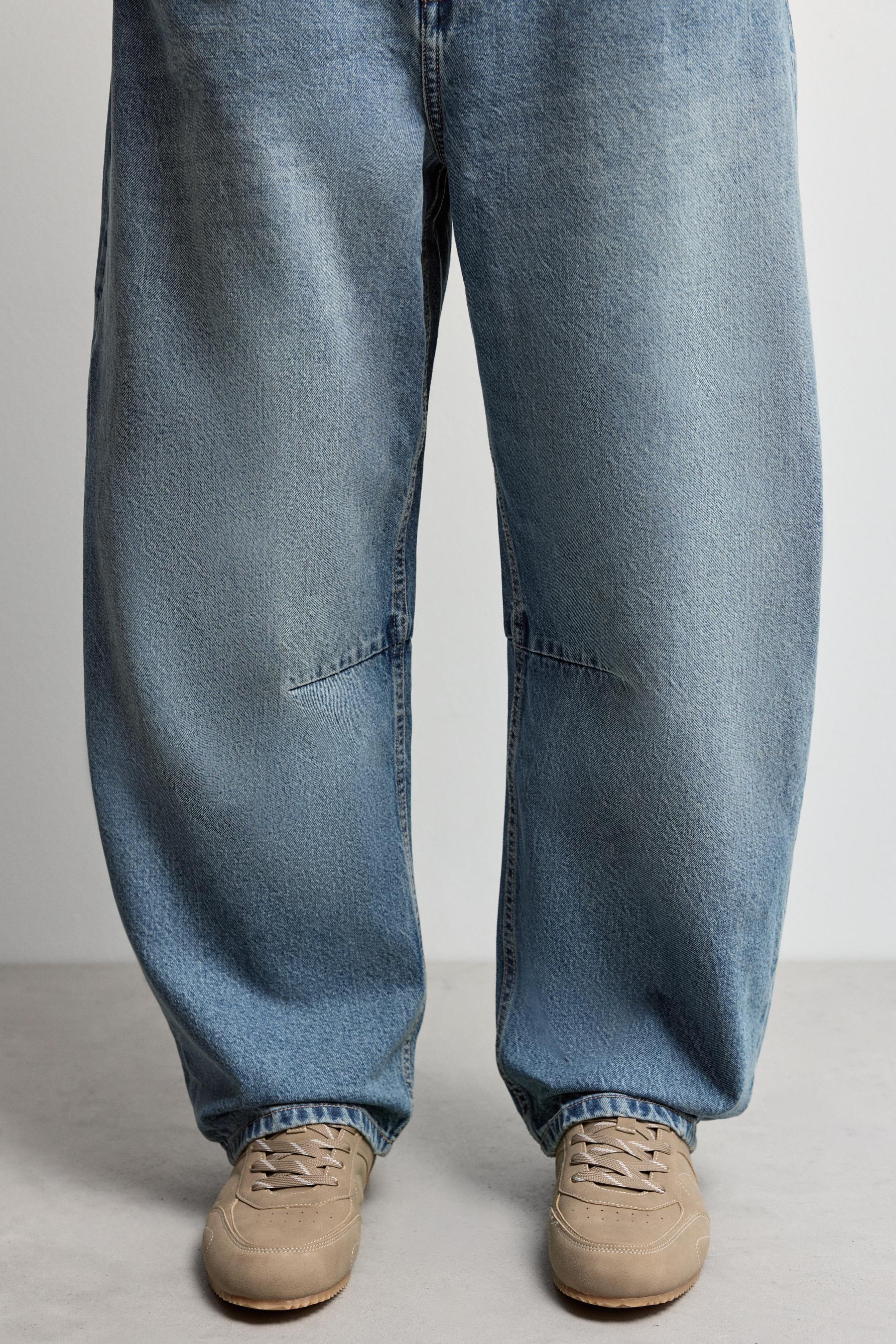 Belted barrel leg jeans — BLUE