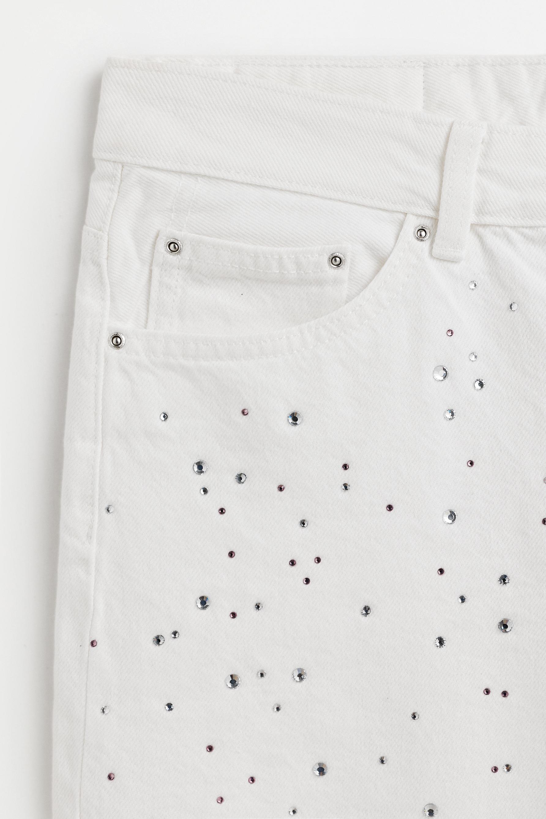 Shimmery denim shorts — WHITE
