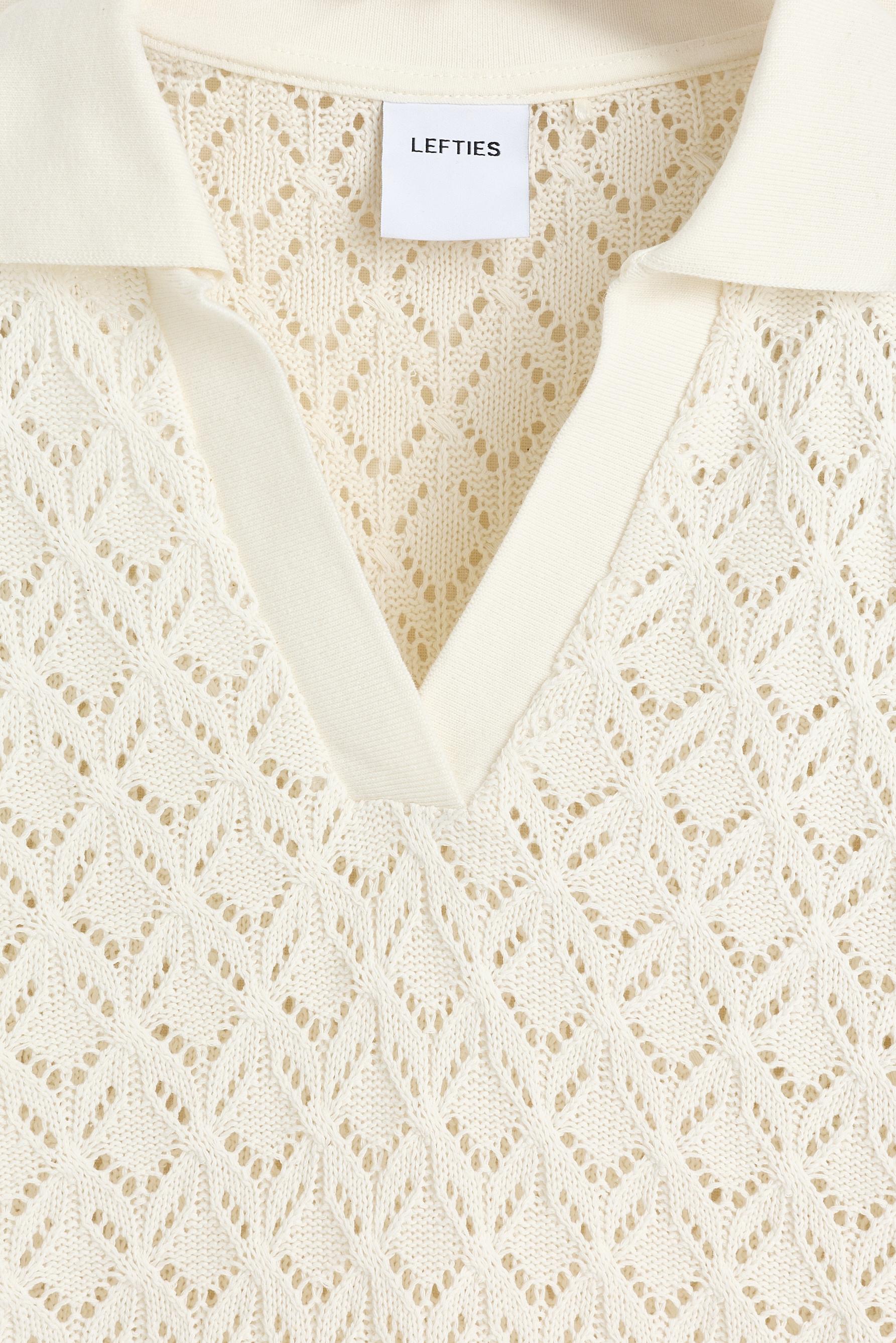 Crochet-effect polo shirt — OFF WHITE