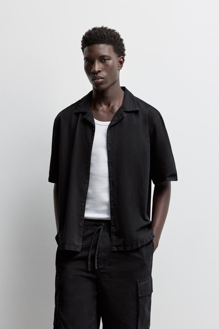 Denim resort shirt — BLACK