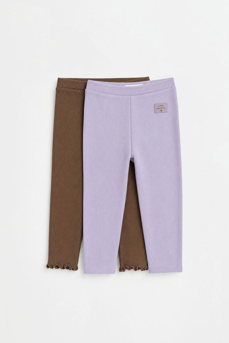 Pack of 2 ribbed leggings — POWDER MAUVE