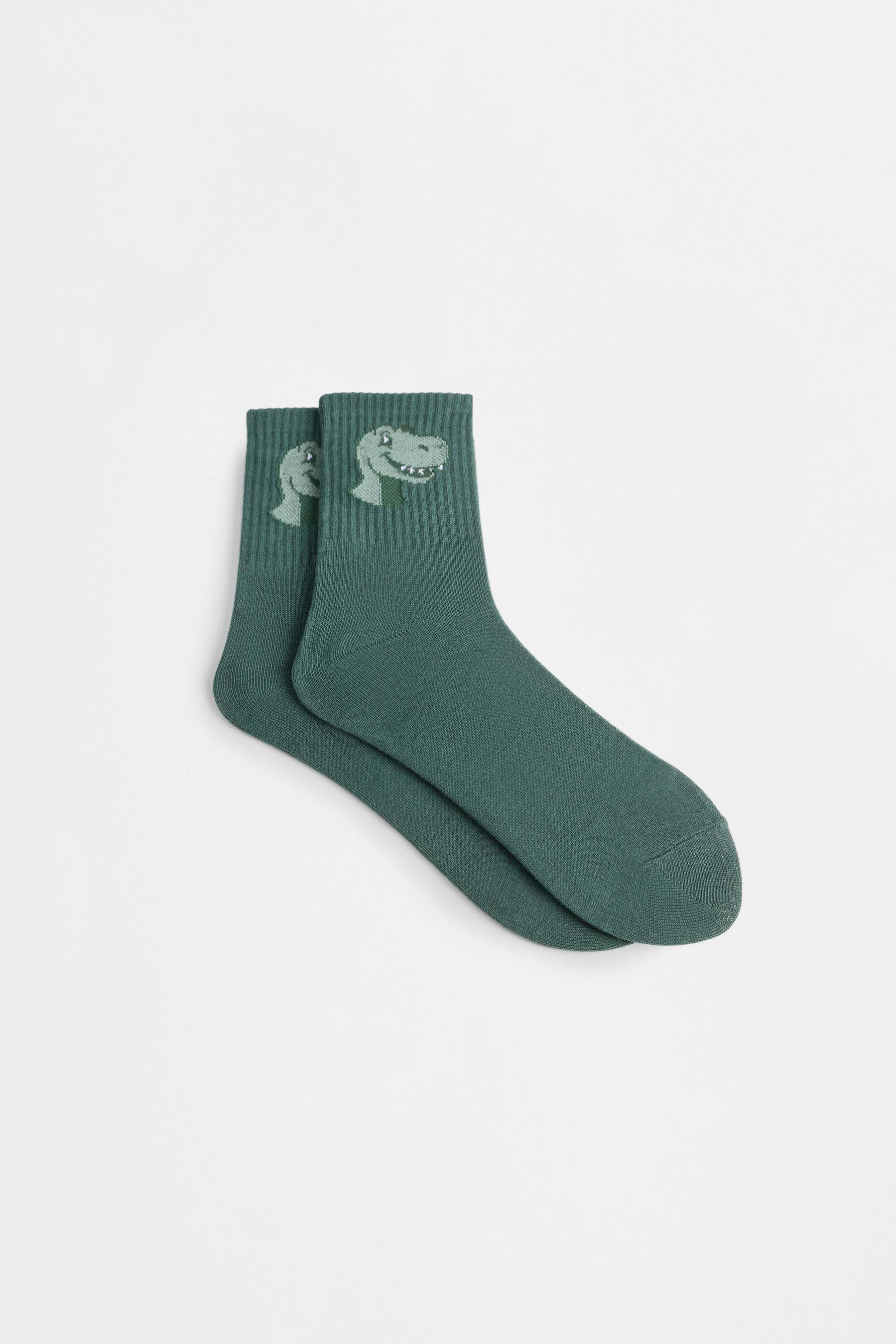 Dinosaur ankle socks (7-pack) — GREEN TONES