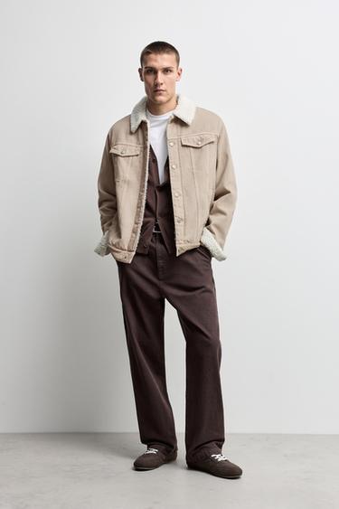 Shearling collar jacket — PALE OCHRE 2