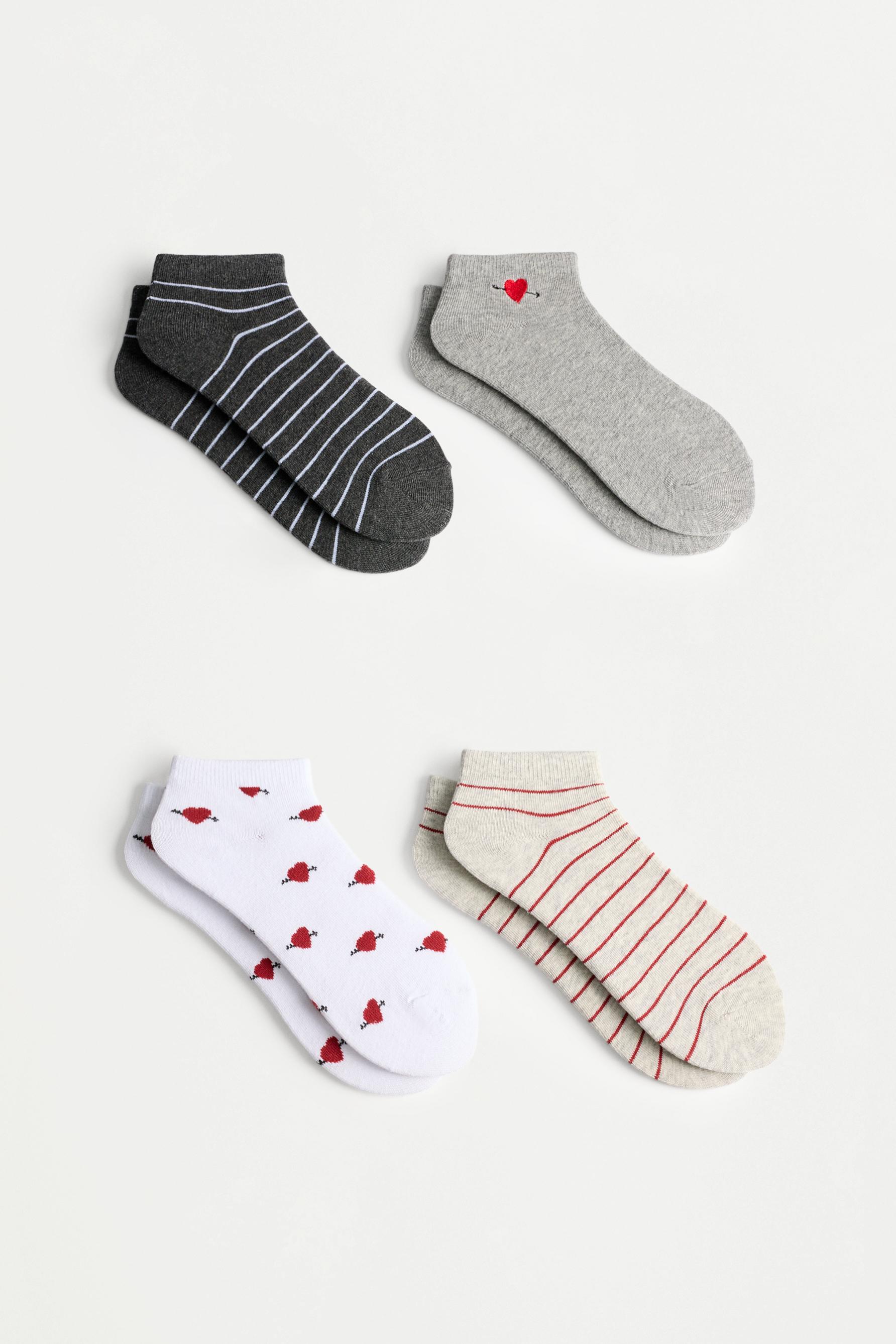 4-Pack of Contrast Ankle Socks — GREY MARL