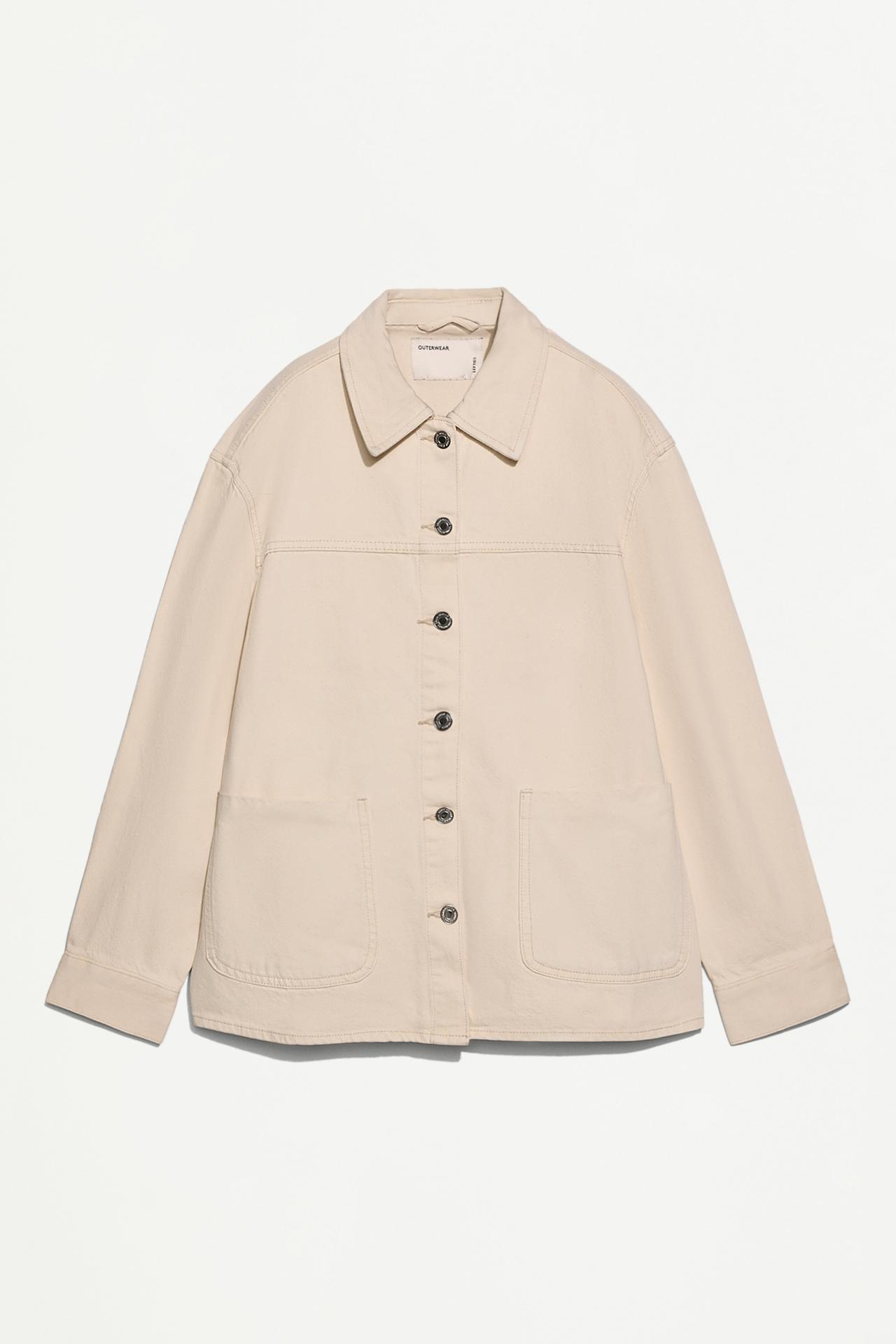 Denim overshirt with pockets — STRAW BROWN