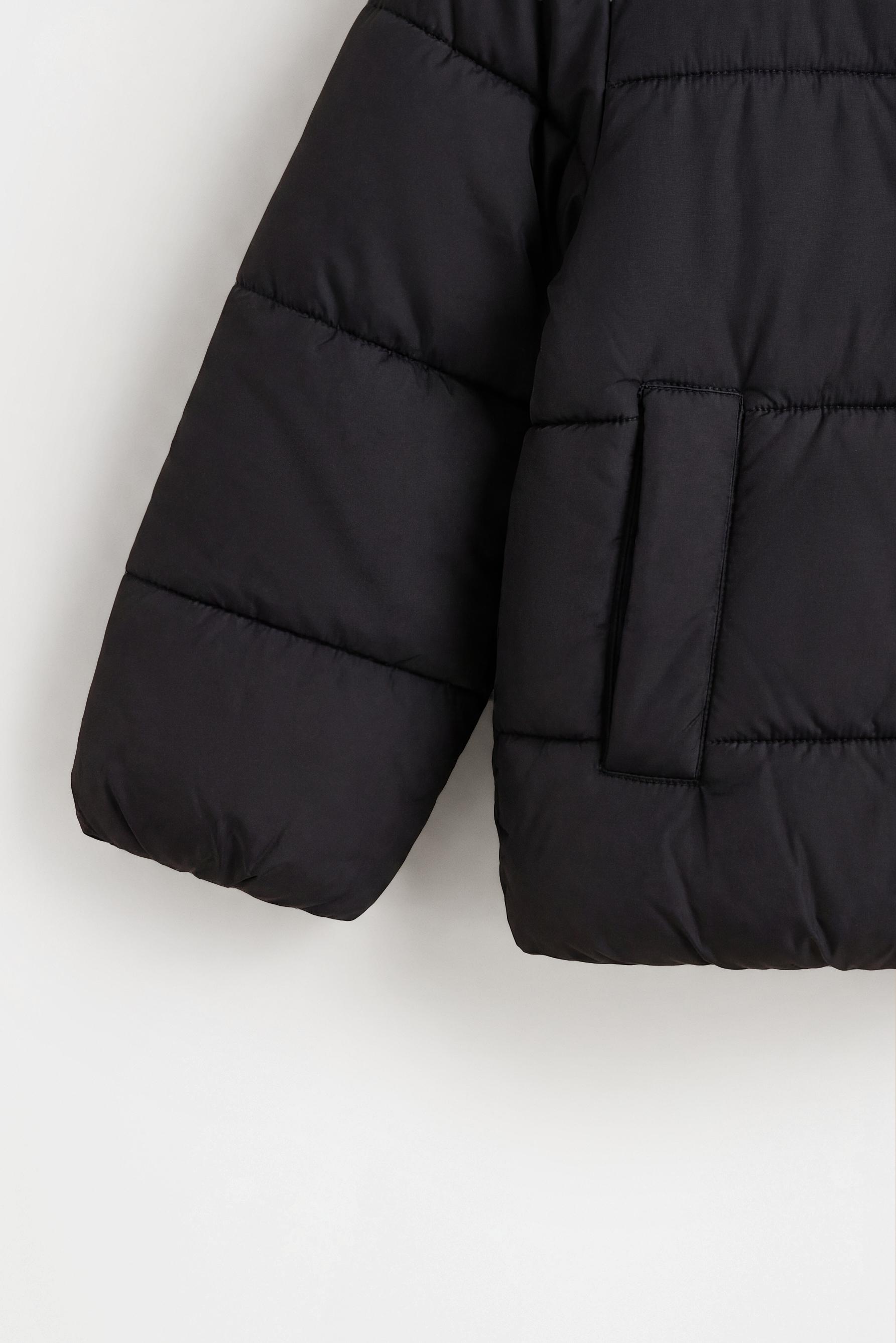 Hooded quilted jacket — BLACK