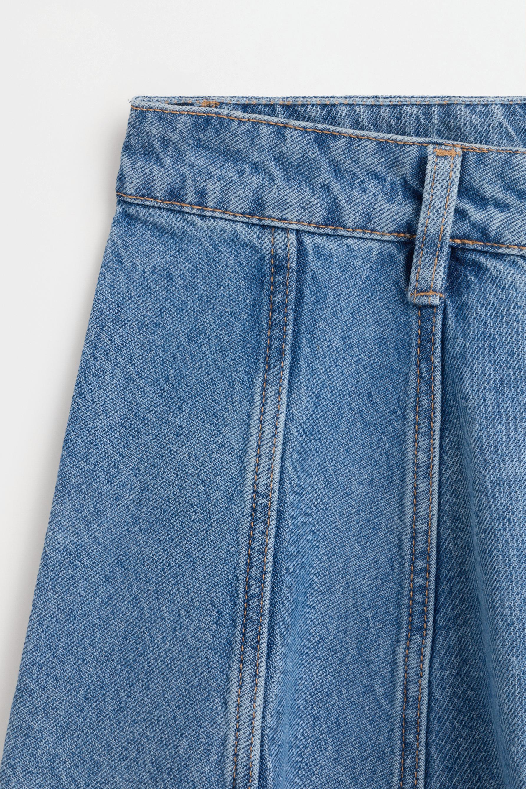 Godet denim midi skirt — FADED BLUE