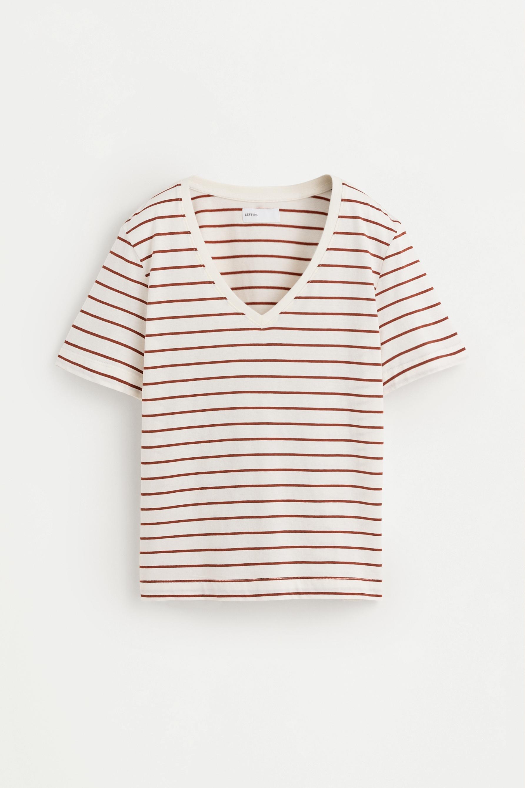 Basic V-neck T-shirt — STRIPED