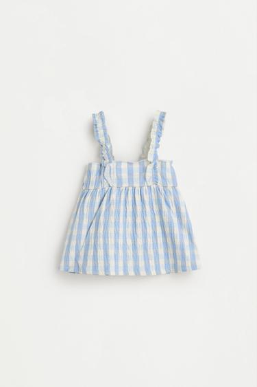 Gingham crepe top and shorts co-ord — BLUE 4