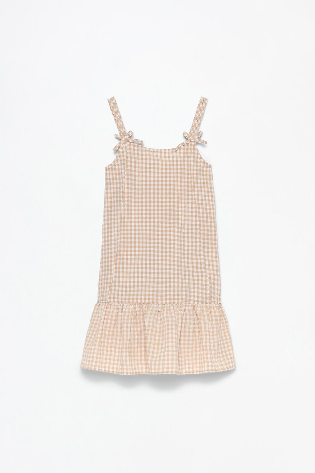 Textured gingham pinafore dress