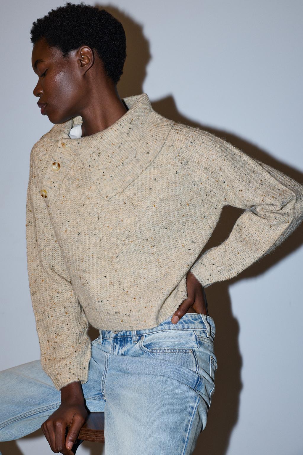 Camisola gola de aba com botões