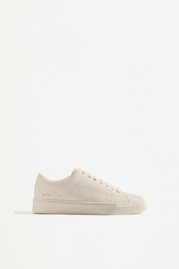 Contrast heel detail slippers — BEIGE