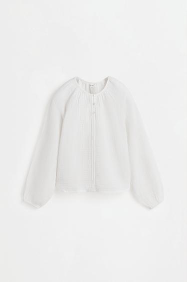 Printed double gauze blouse — OFF WHITE 1