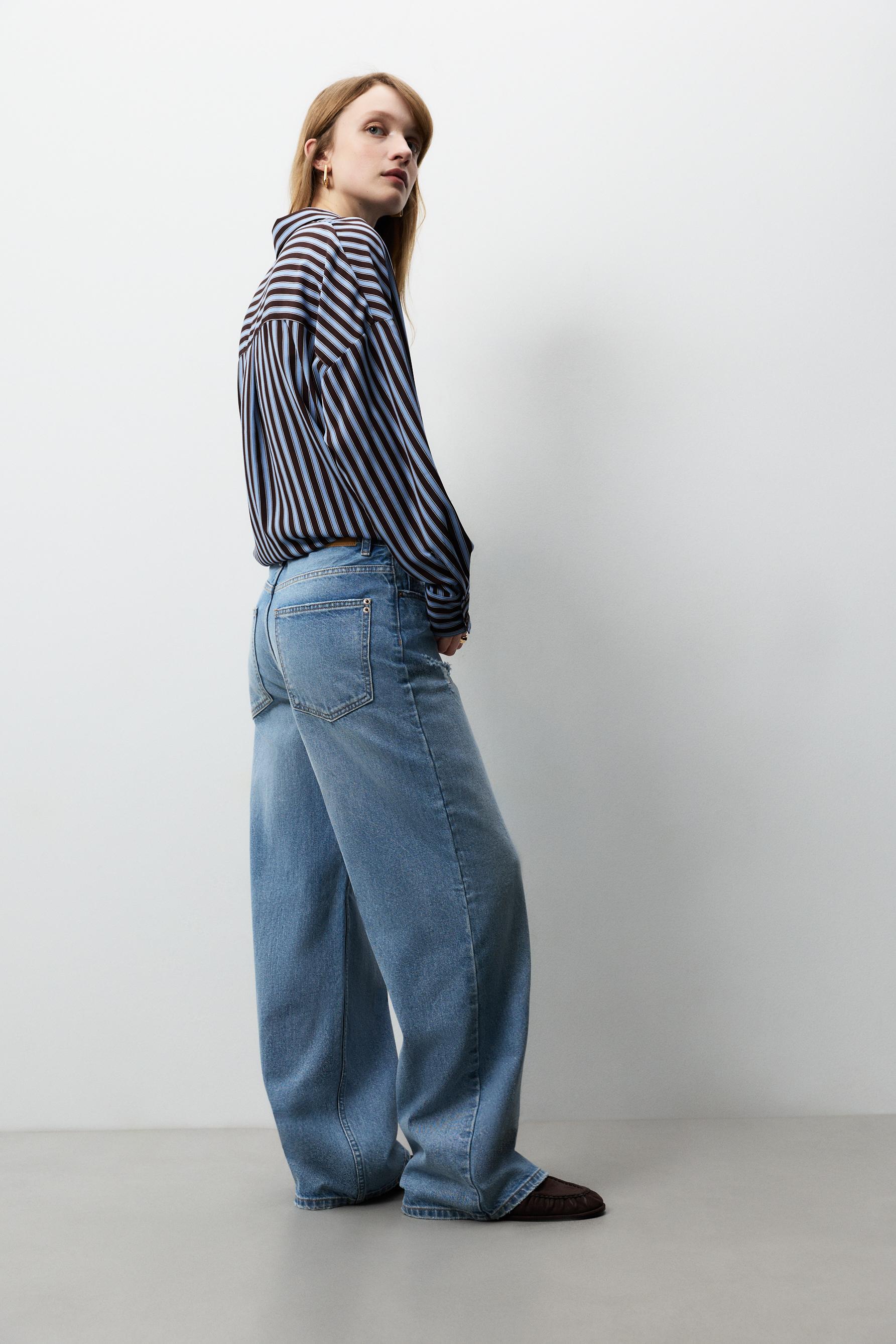 Jeans baggy wide leg cu rupturi - | LEFTIES Romania