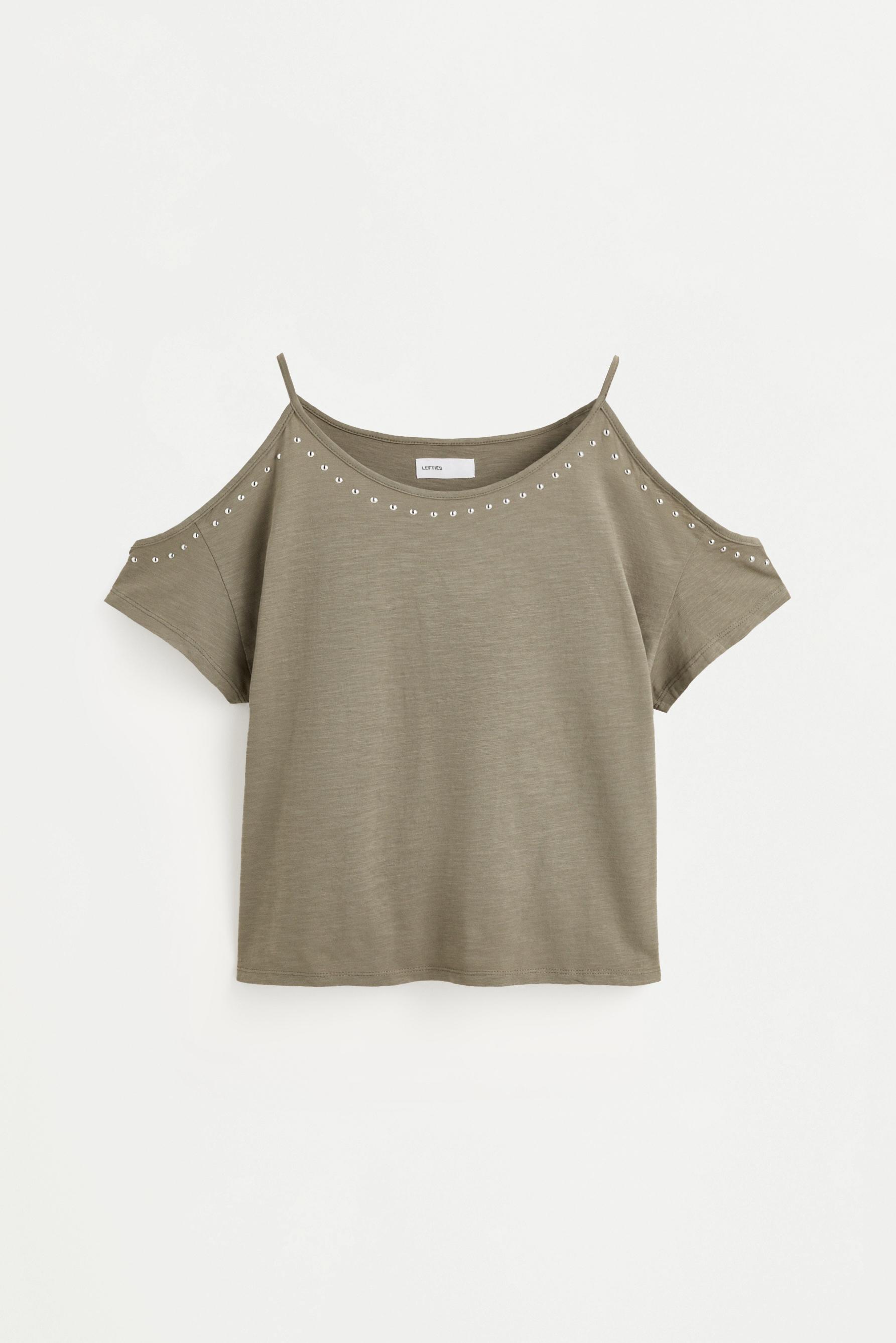 Cut-out and studded top — DARK KHAKI