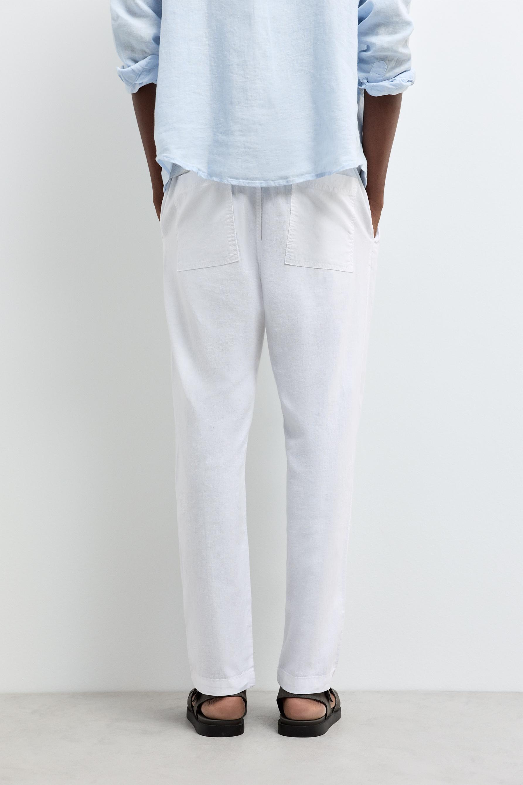 Linen-cotton jogger trousers — WHITE