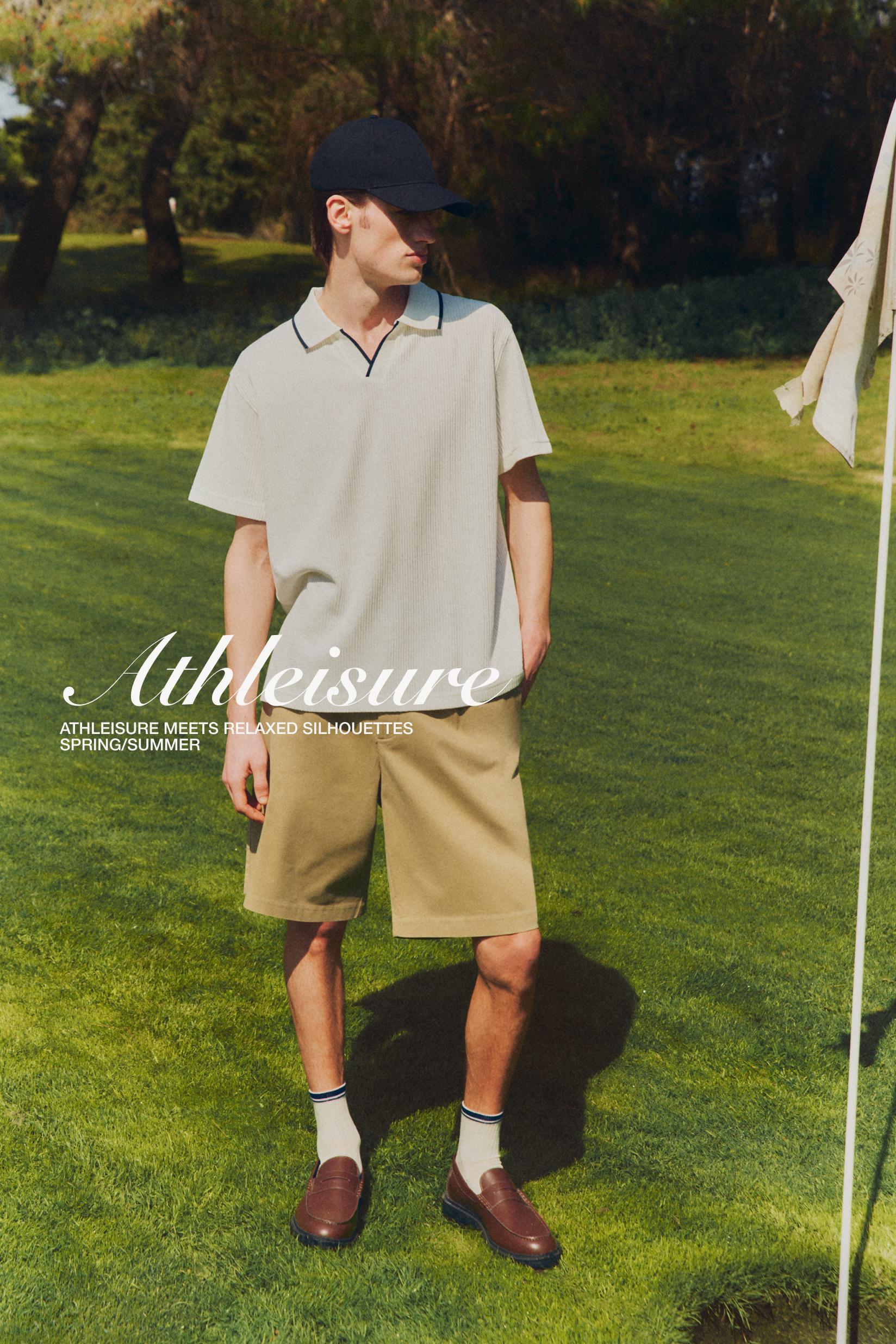 Pleated chino Bermuda shorts — SAND