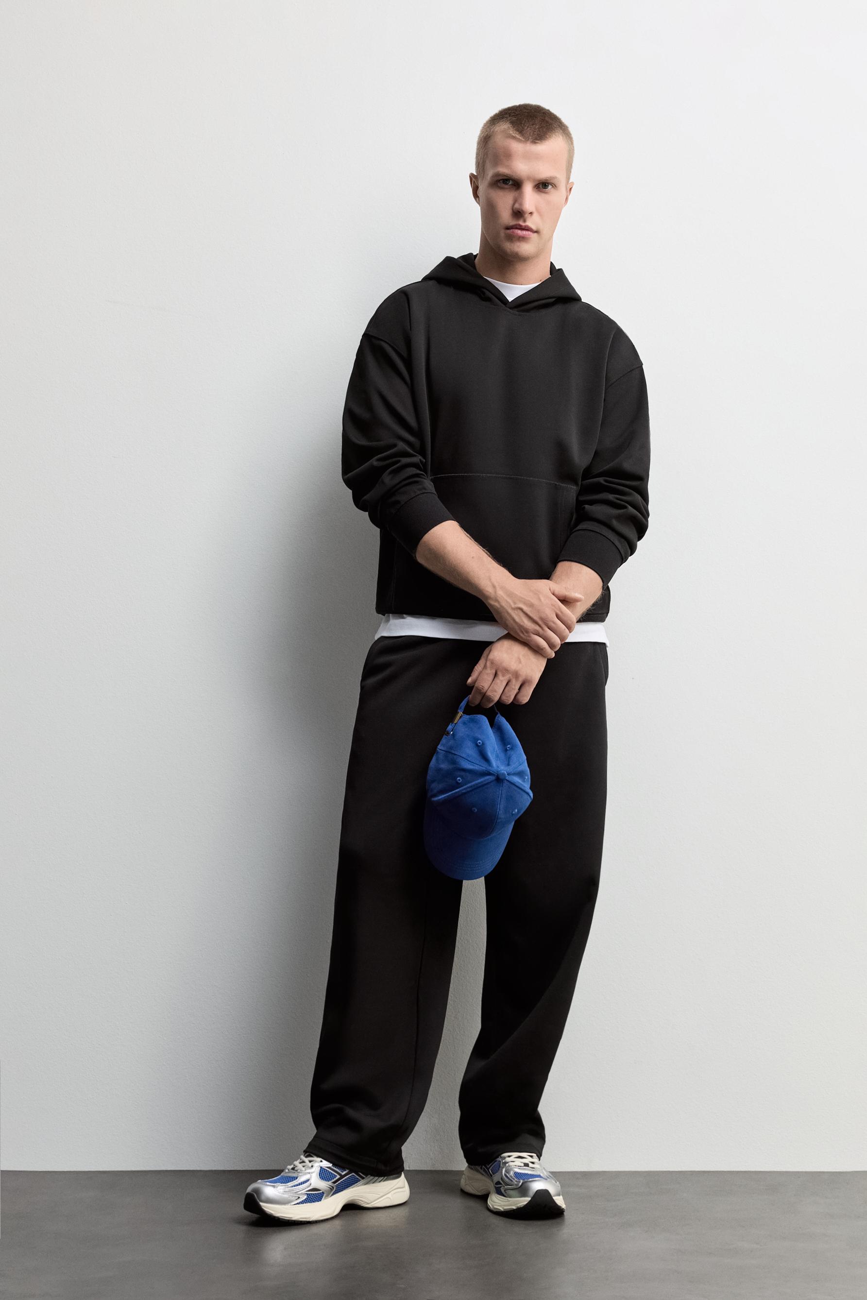 Interlock baggy joggers — BLACK