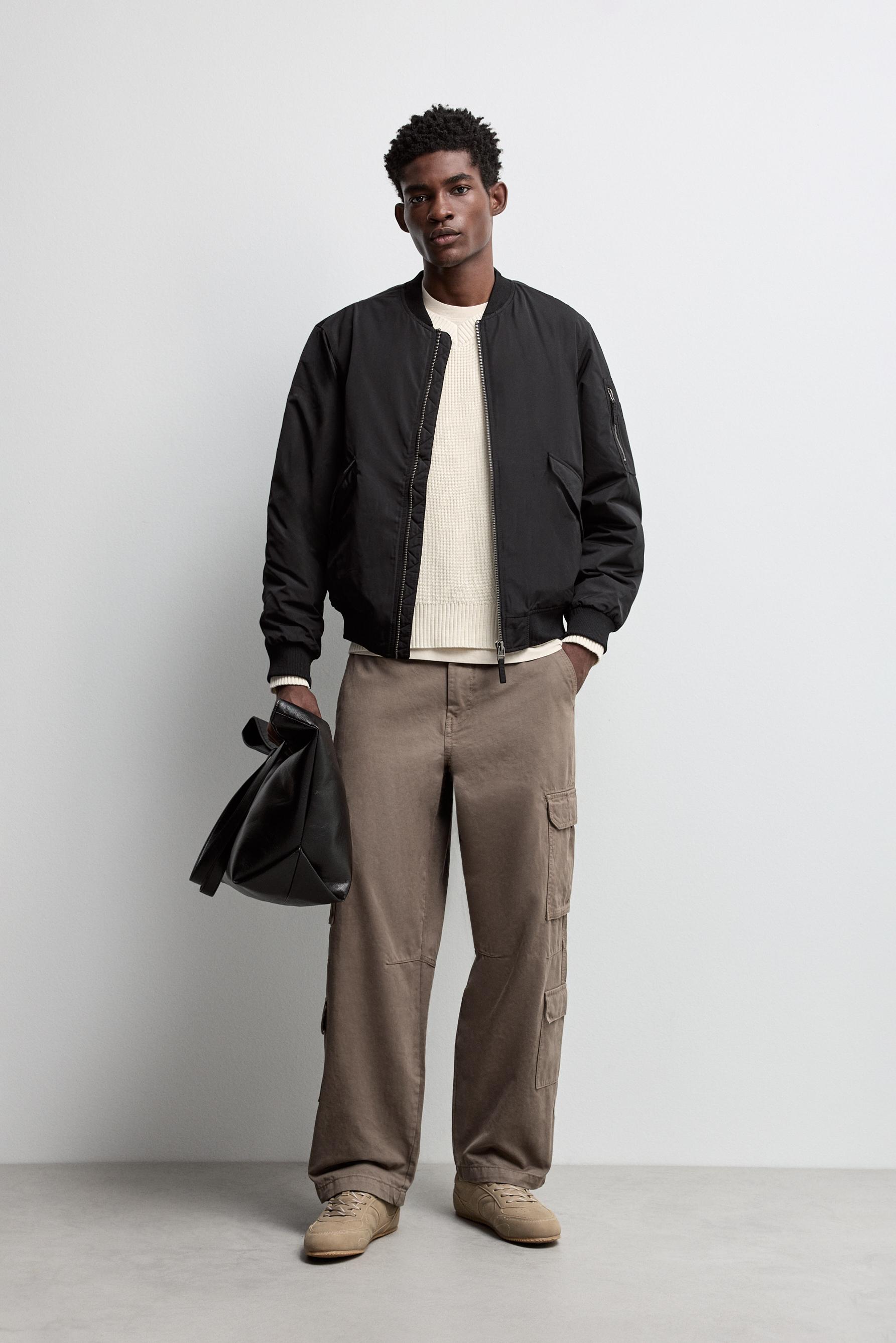 Quilted bomber jacket — BLACK