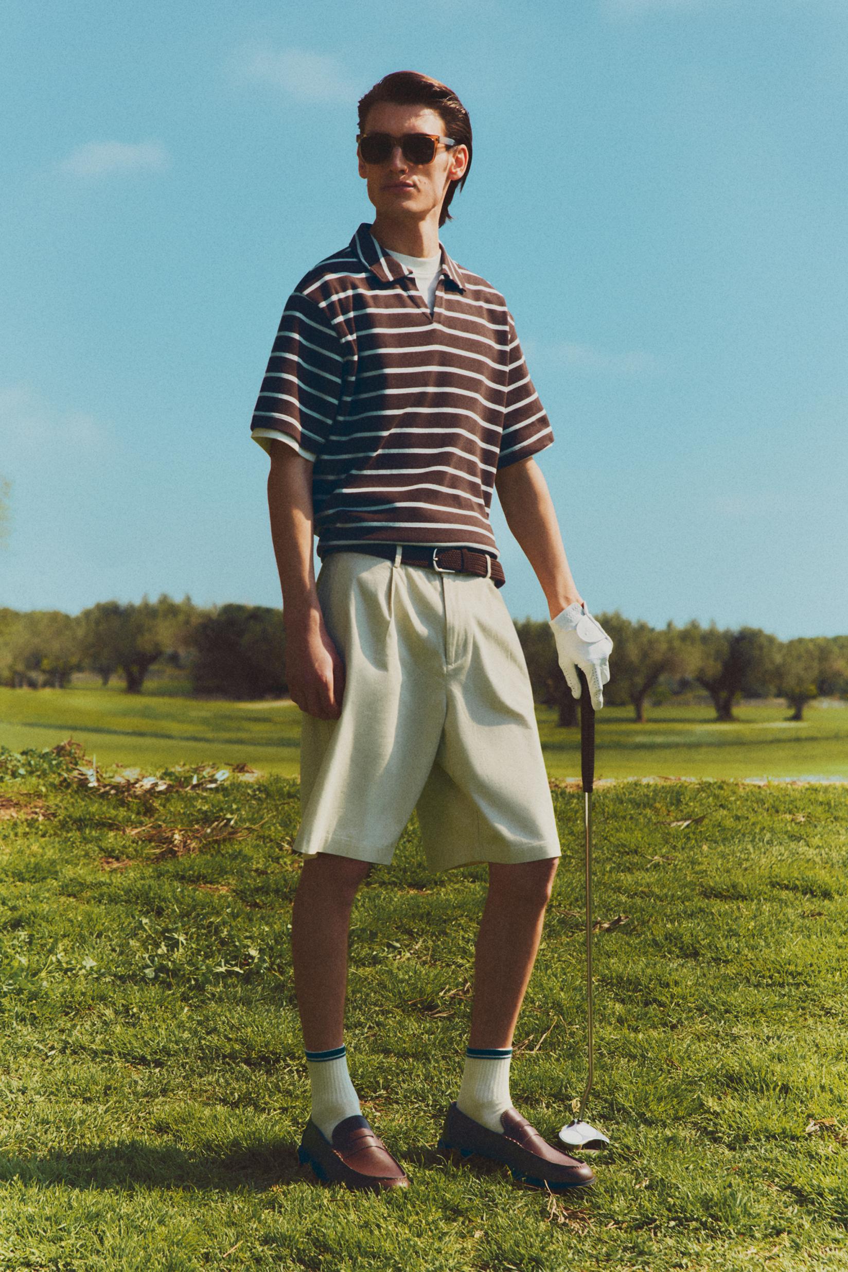 Pleated chino Bermuda shorts — GREY