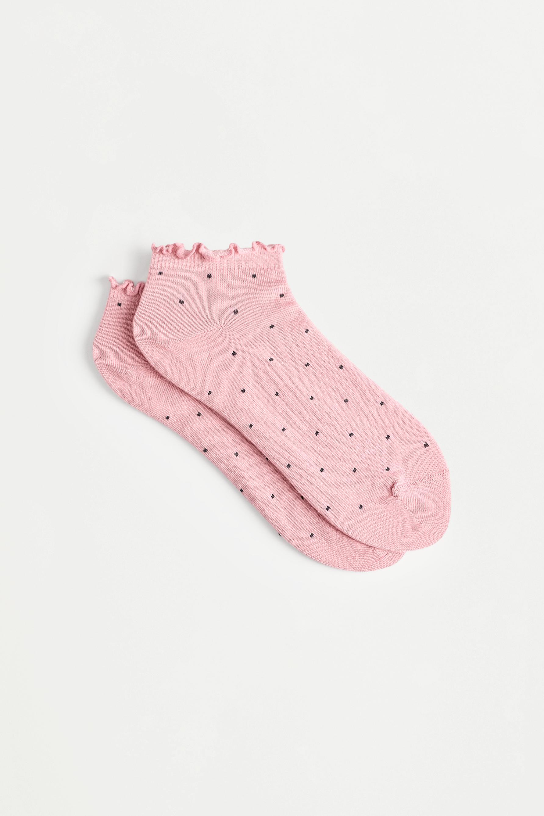 Scalloped Ankle Socks (4-Pack) — MEDIUM PINK
