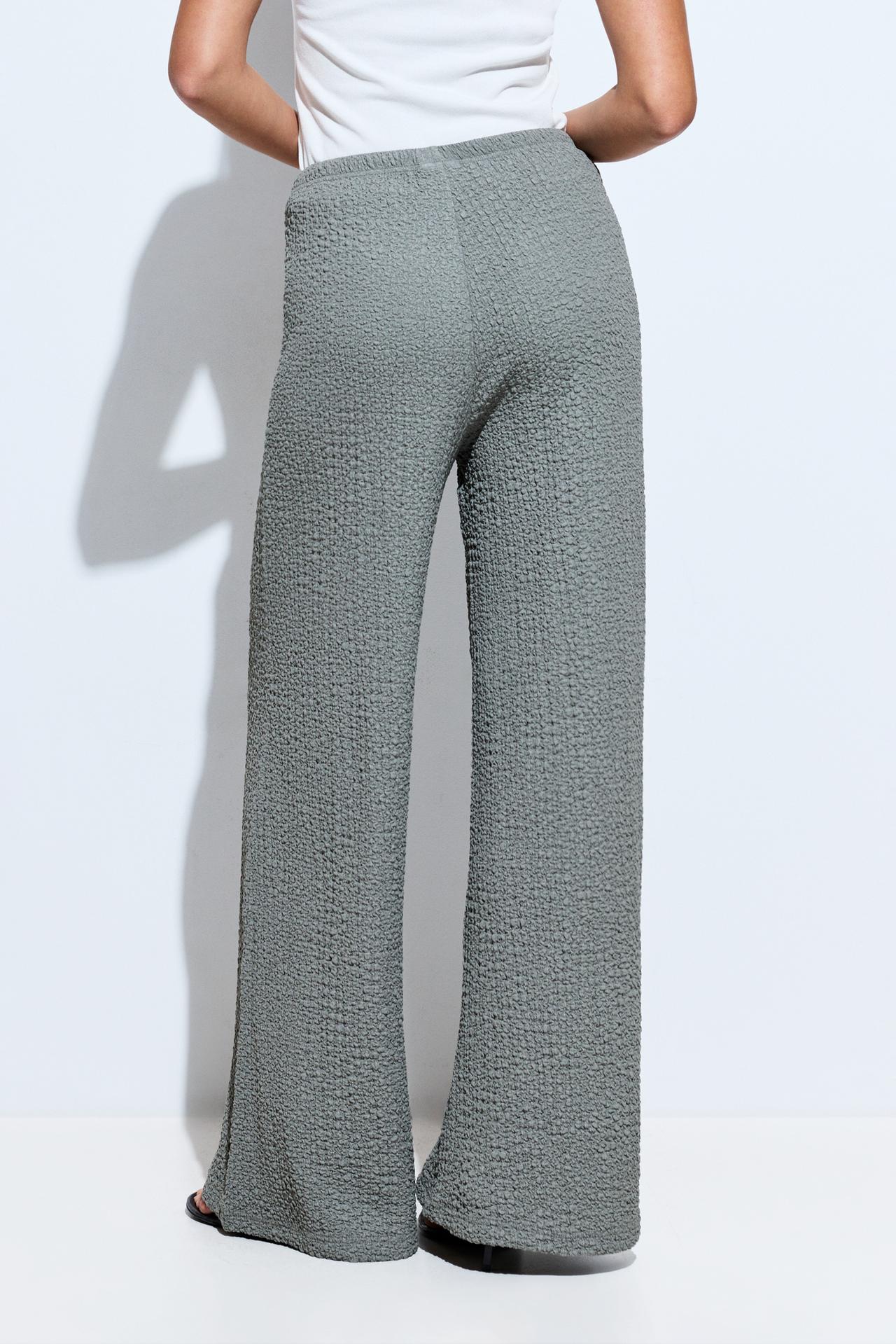 Textured wide-leg trousers — PALE KHAKI
