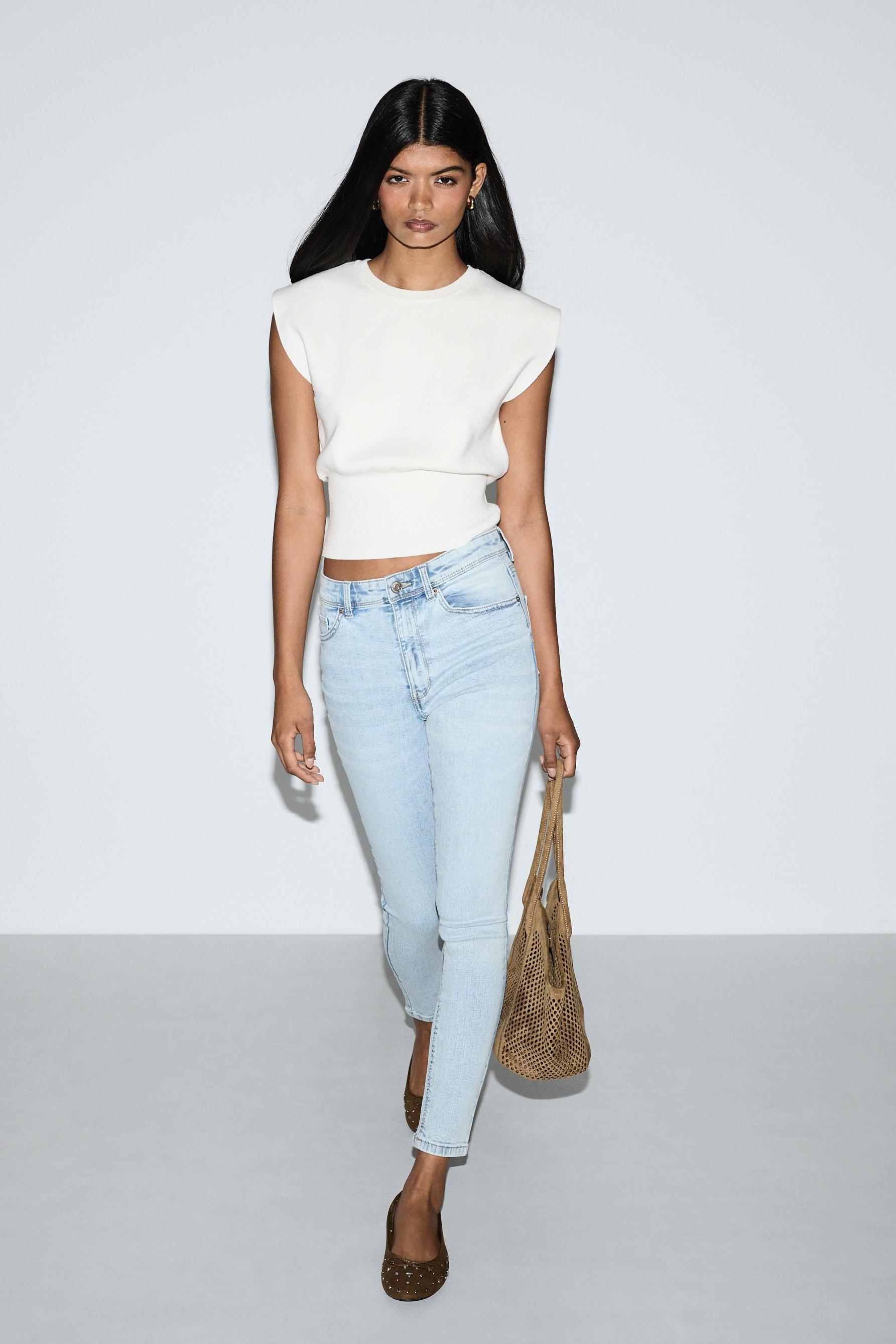 Super high-waist jeans — DARK TURQUOISE