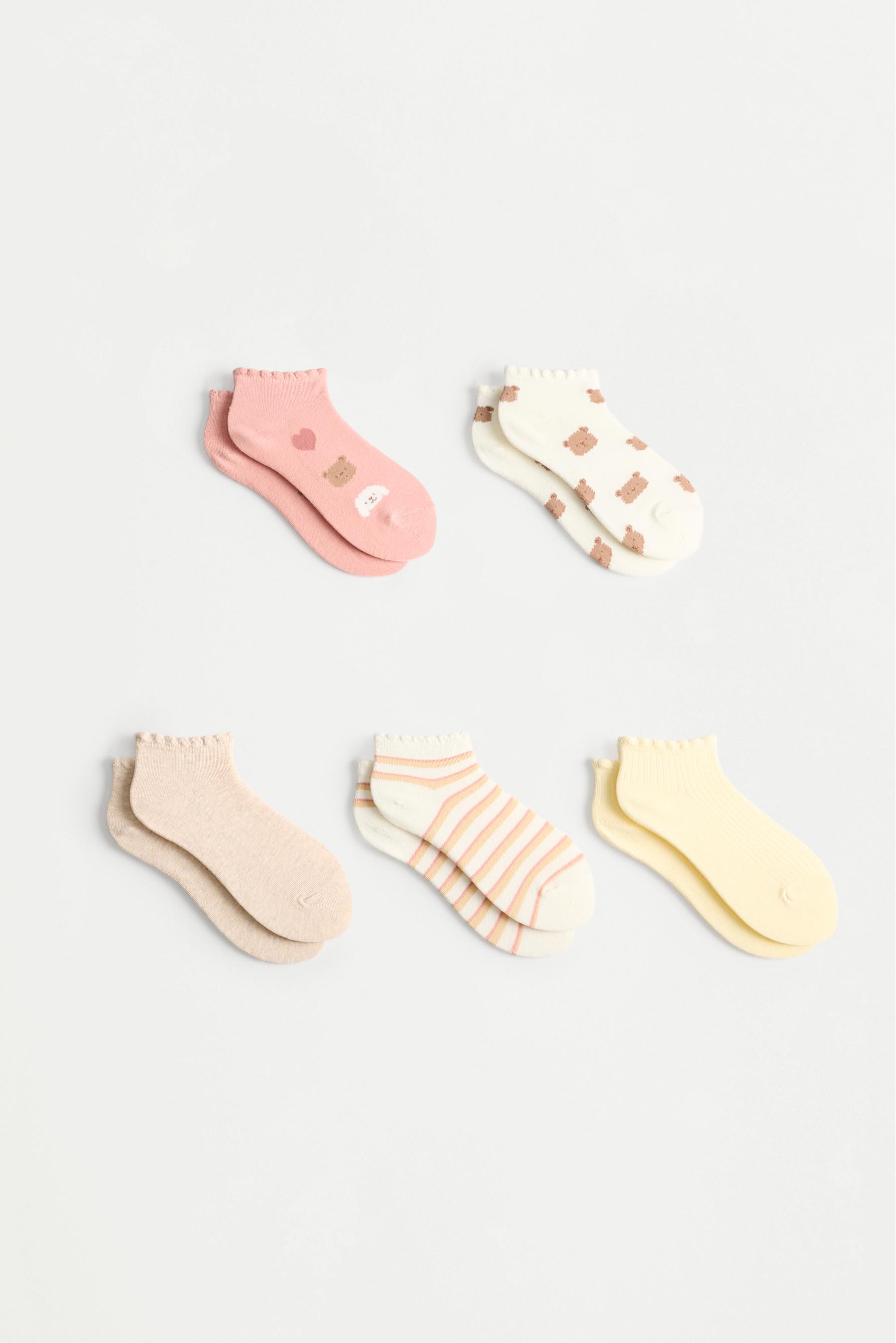 Bear short socks (Pack of 5) — DUSTY PINK
