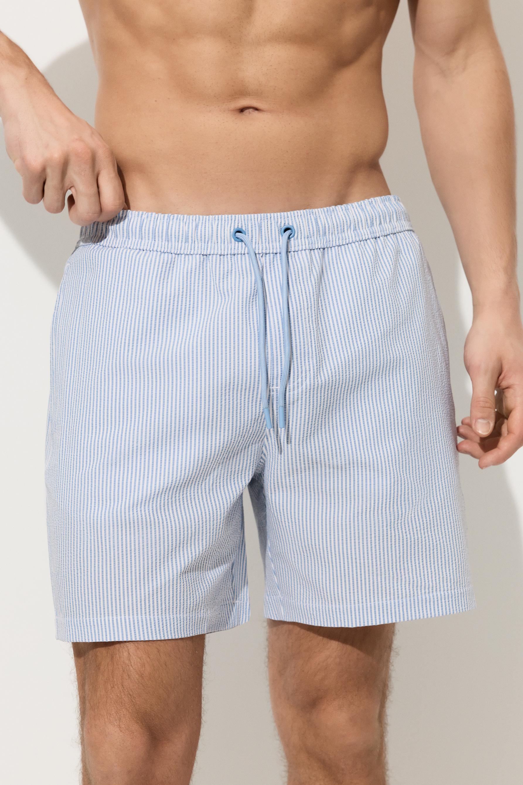 Regular fit seersucker swim shorts — BLUE