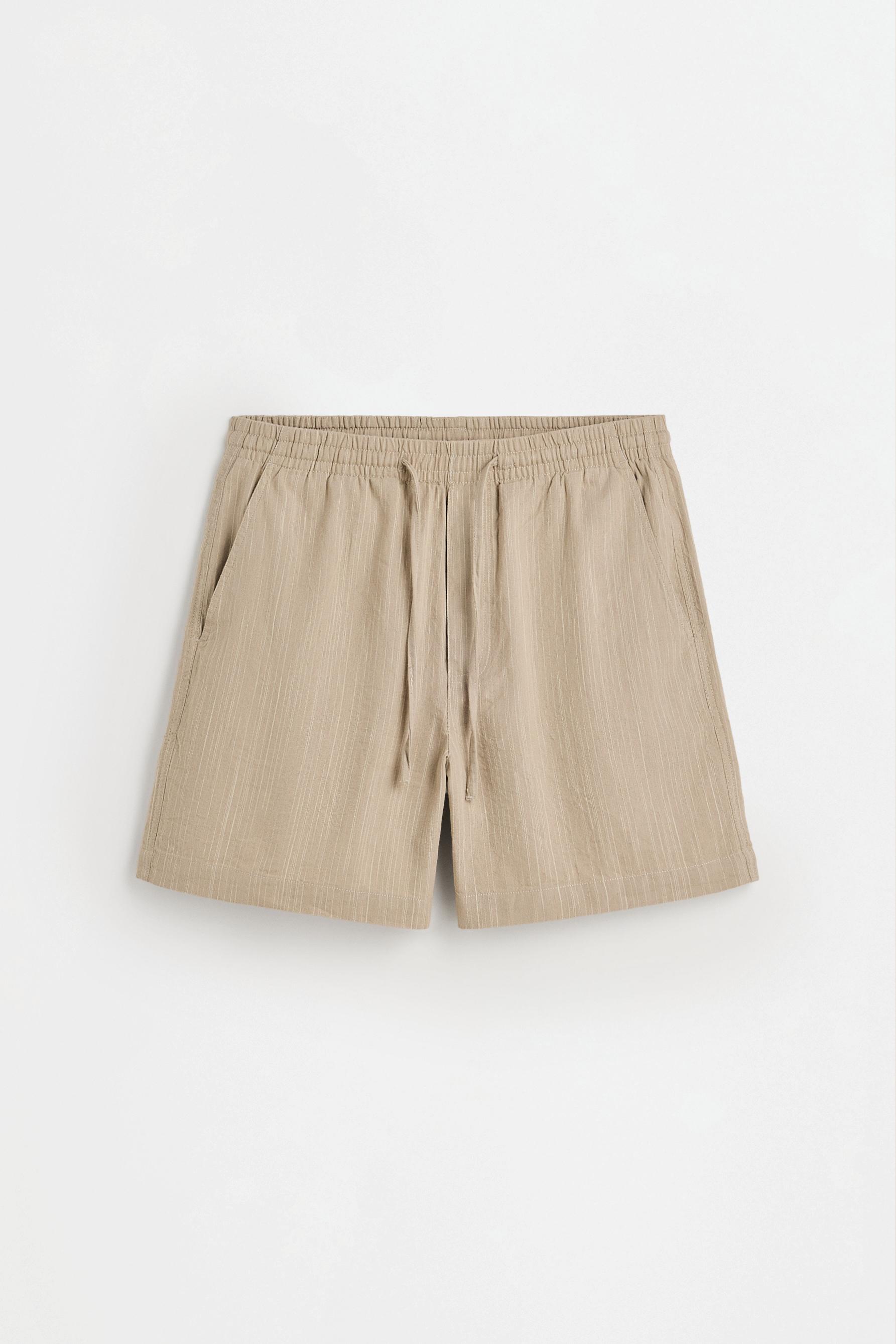 Textured striped Bermuda shorts — PALE OCHRE