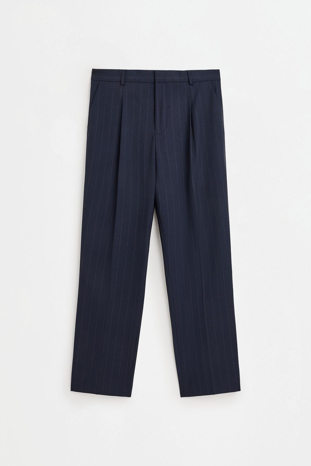 Striped pleated suit trousers