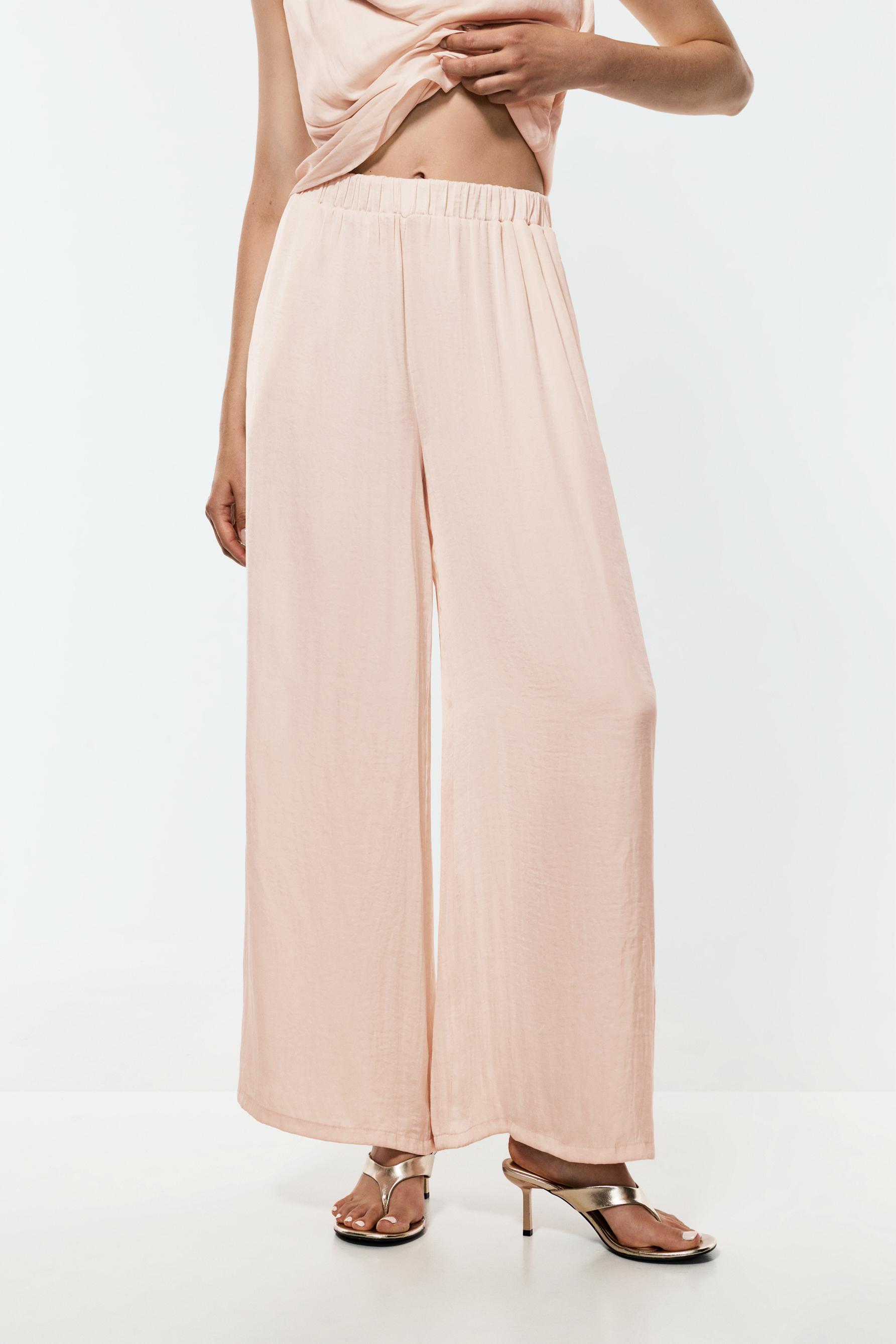 Satin palazzo trousers — CREAM