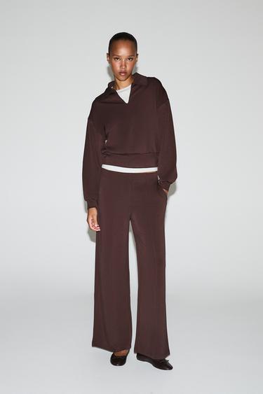 Wide-leg trousers with vertical seams — CHOCOLATE 2