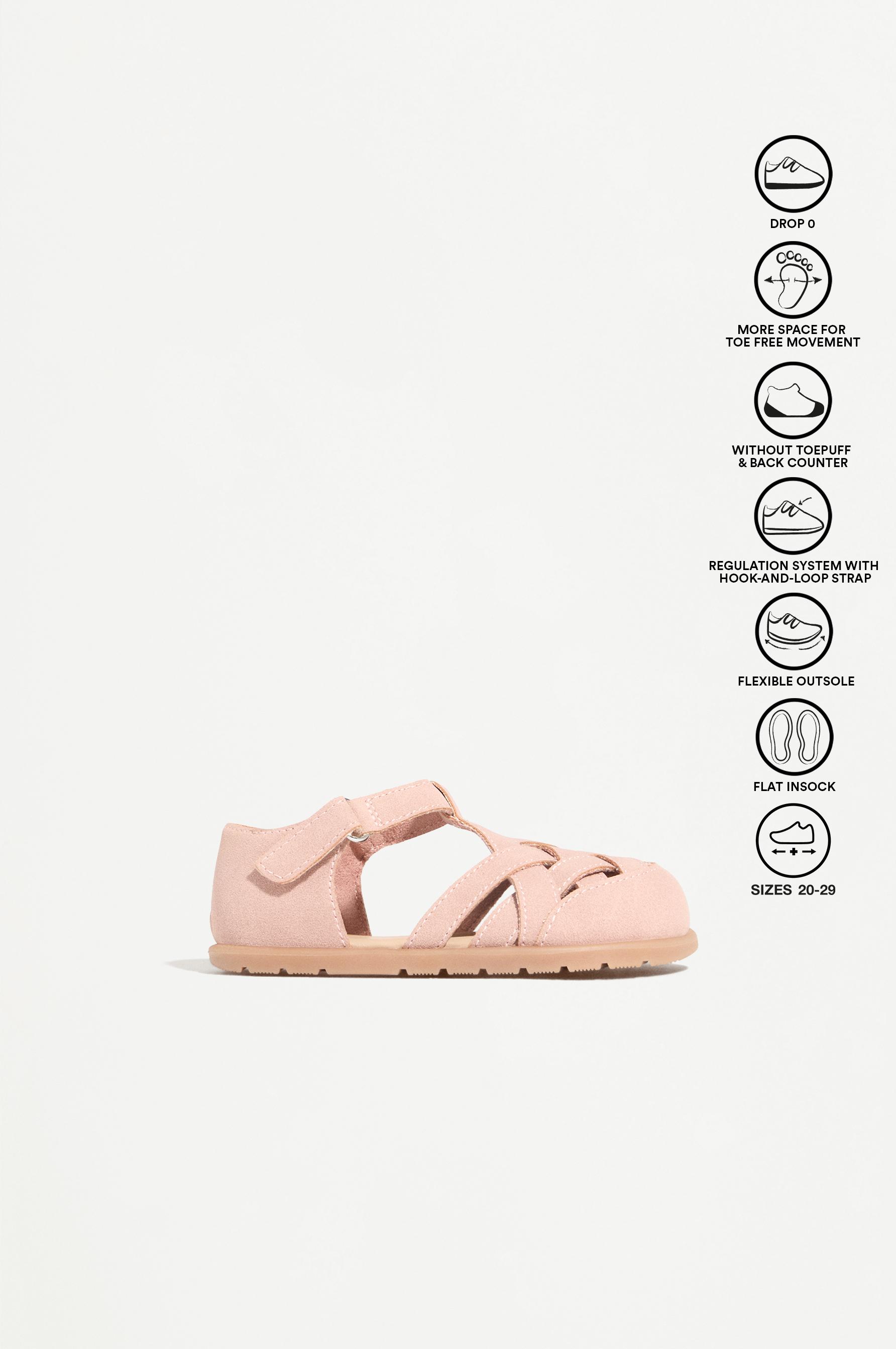 BRAIDED BAREFOOT CAGE SANDALS — PINK