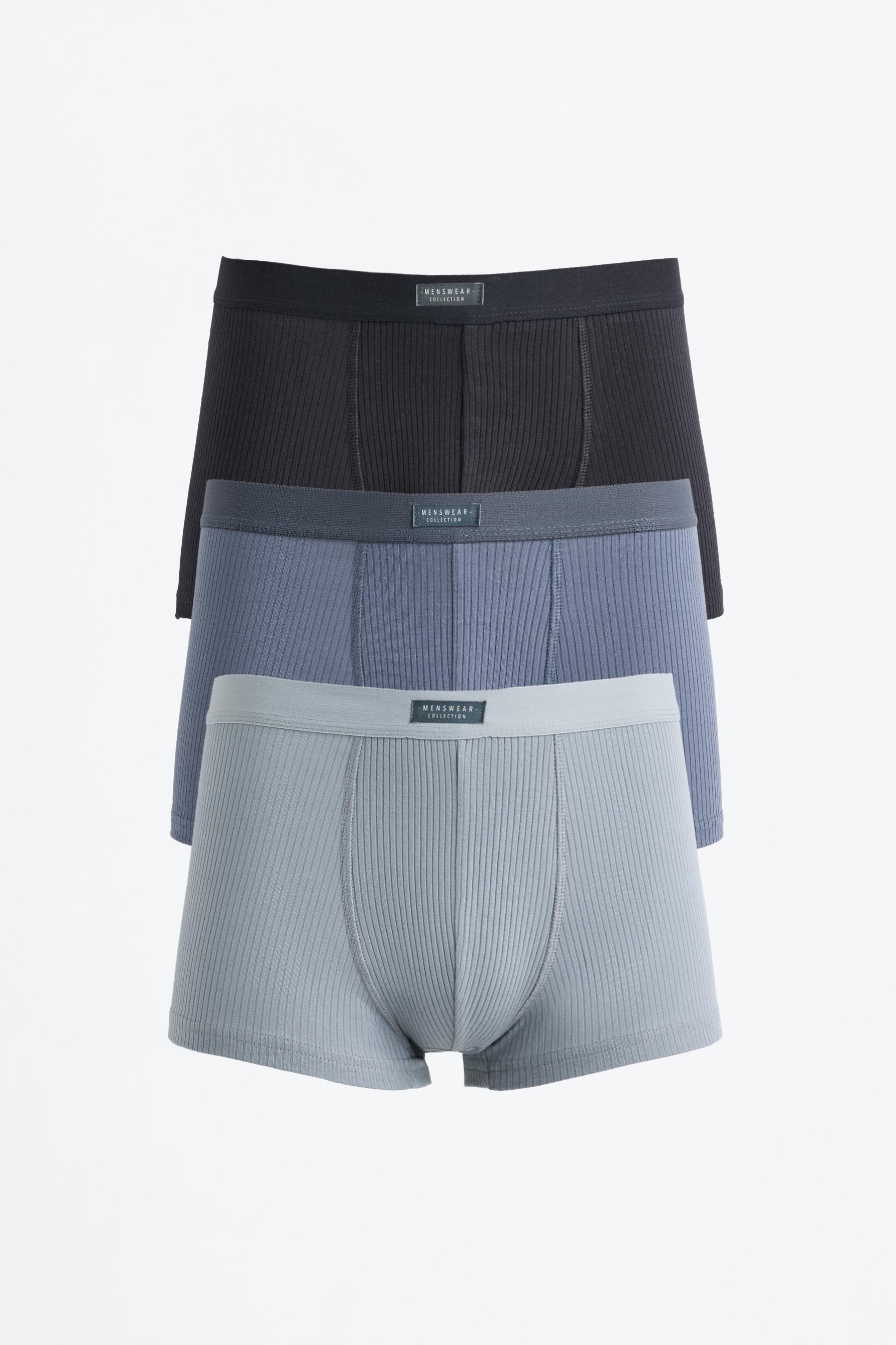 Ribbed boxers (Pack 3) — BLUE