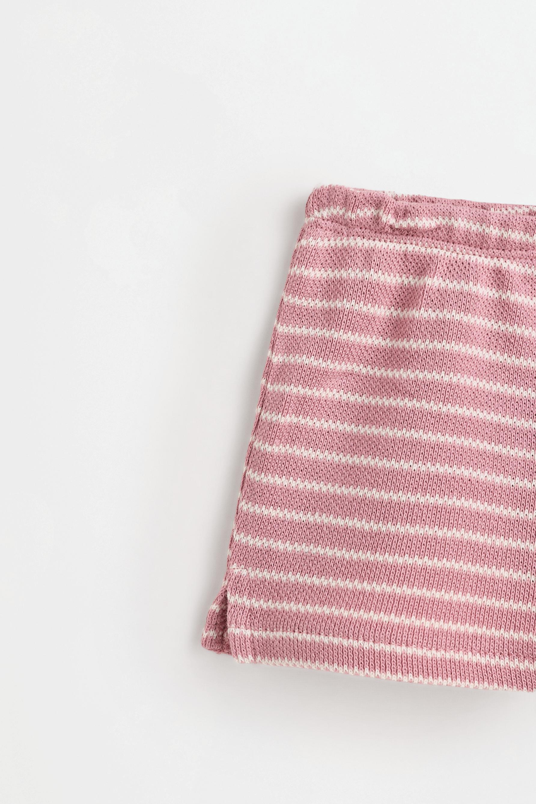 Striped bias cut top and shorts set — PINK